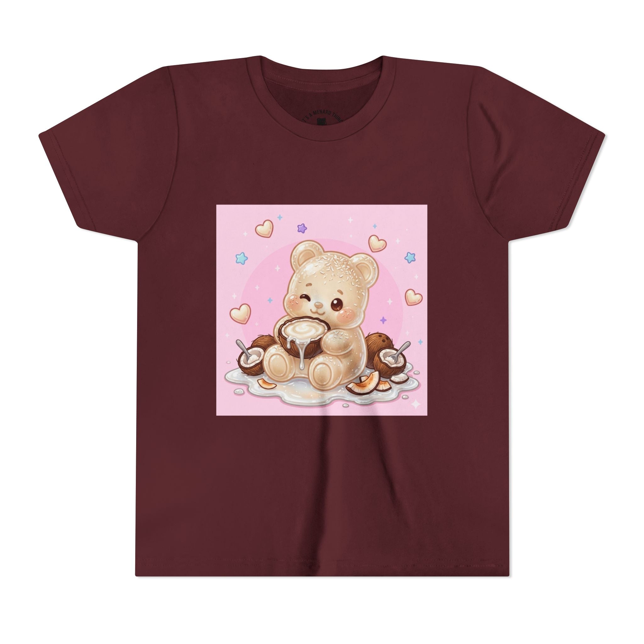Gooey Gummy Coconut Milk Bear Kids T-Shirt (Pink Hearts)