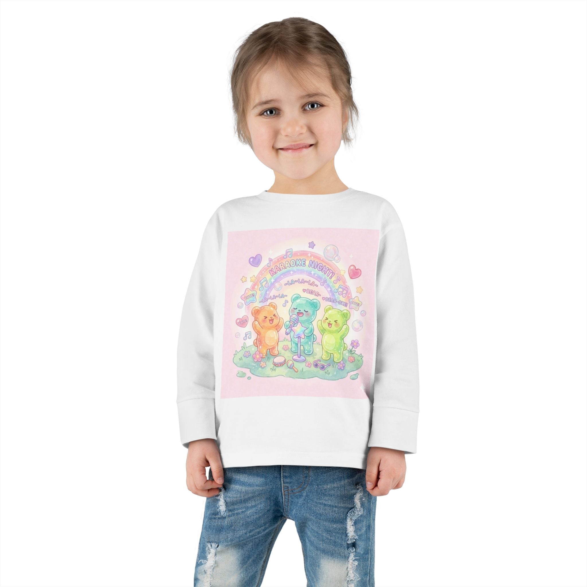 Karaoke Day, Oozy Bear Gummy Group Hang Out- Graphic Long Sleeve Shirt