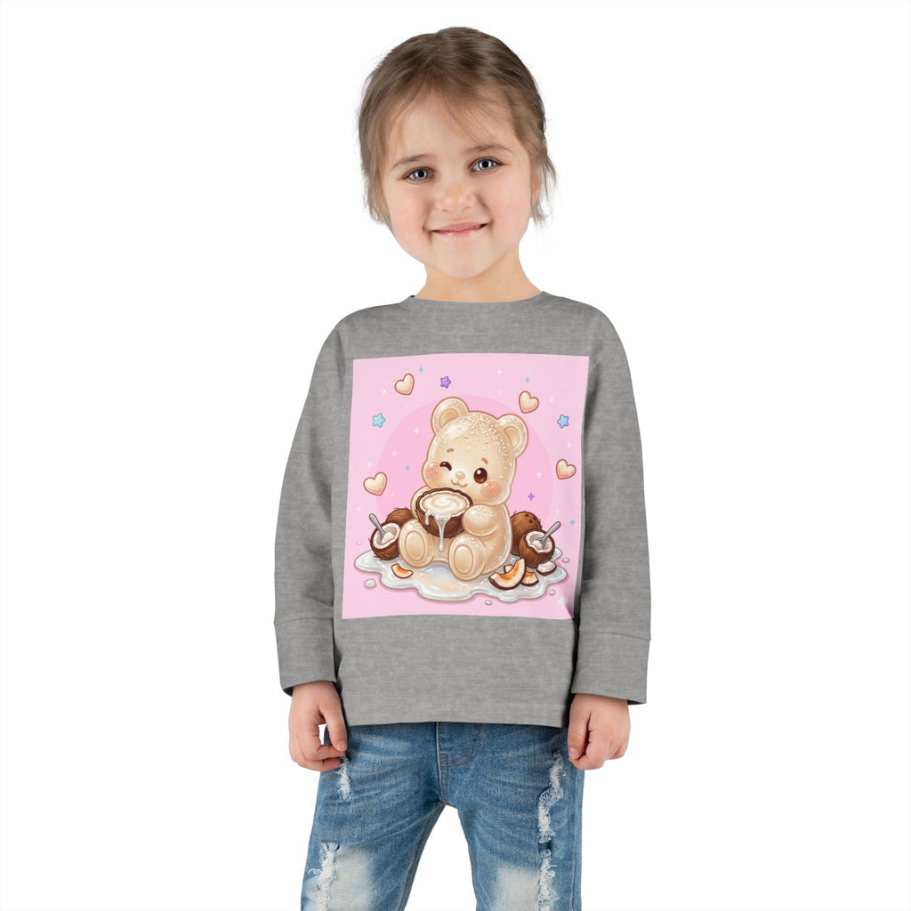 Coconut Milk, White Oozy Bear Gummy Friend- Kids Long Sleeve Shirt