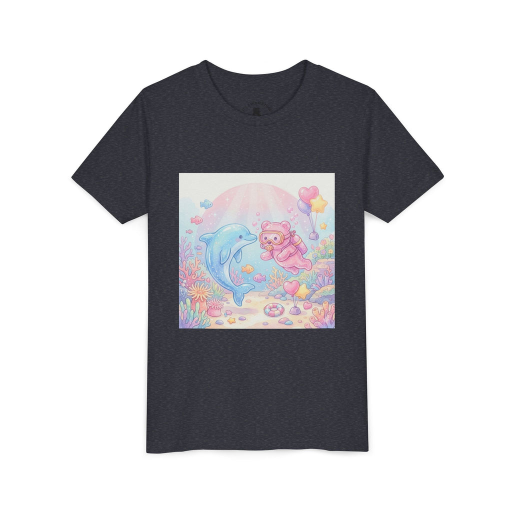 Dolphin & Pink Gooey Gummy Bear Underwater Tee — Pastel Ocean Animal Graphic Shirt