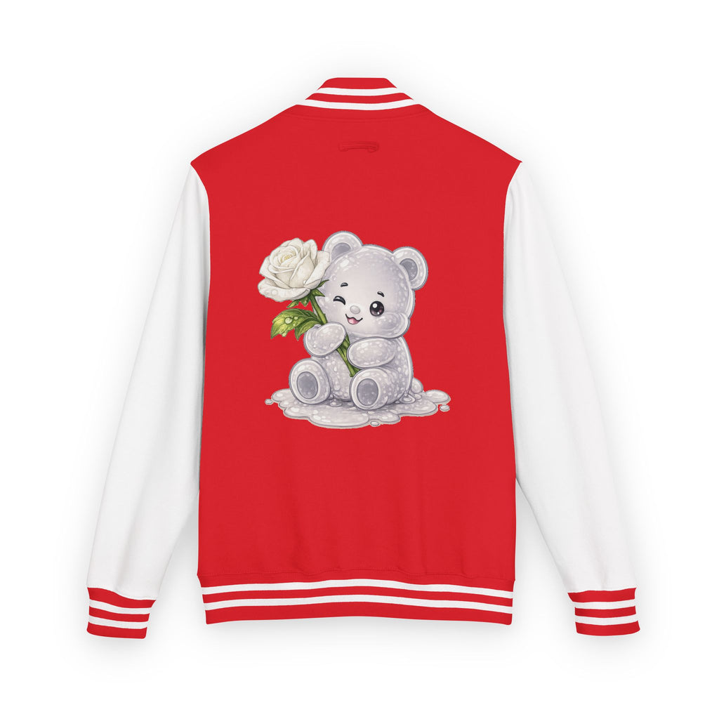 Blooming White Rose, Gooey Gummy Bear Friend- Kawaii Graphic Jacket