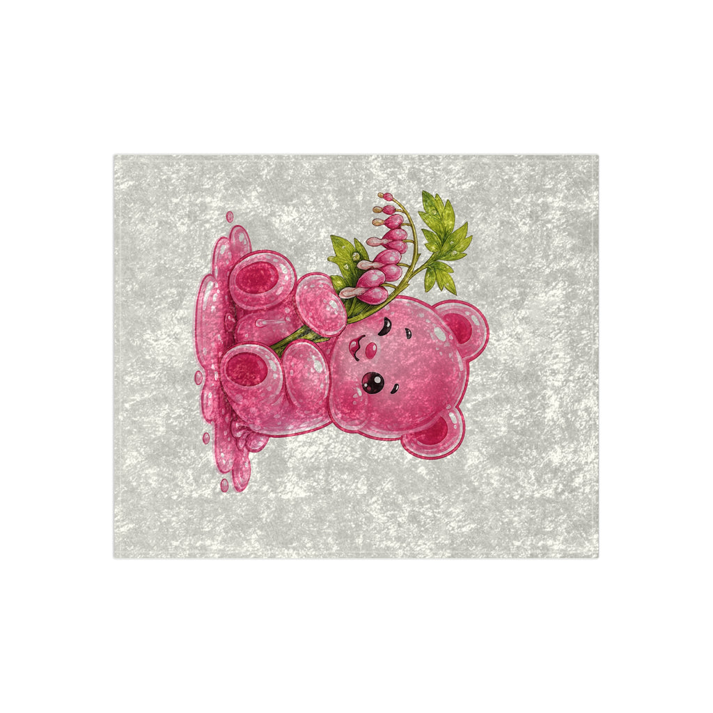 Pink Bleeding Heart Flower, Gooey Gummy Bear-Crushed Velvet Blanket