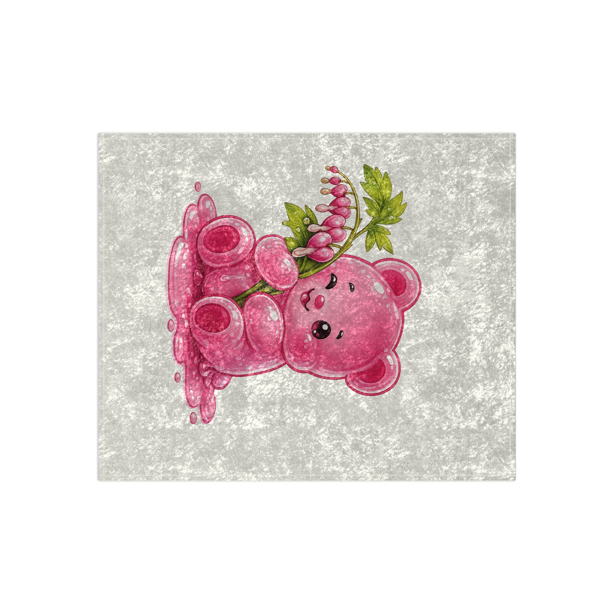 Pink Bleeding Heart Flower, Gooey Gummy Bear-Crushed Velvet Blanket