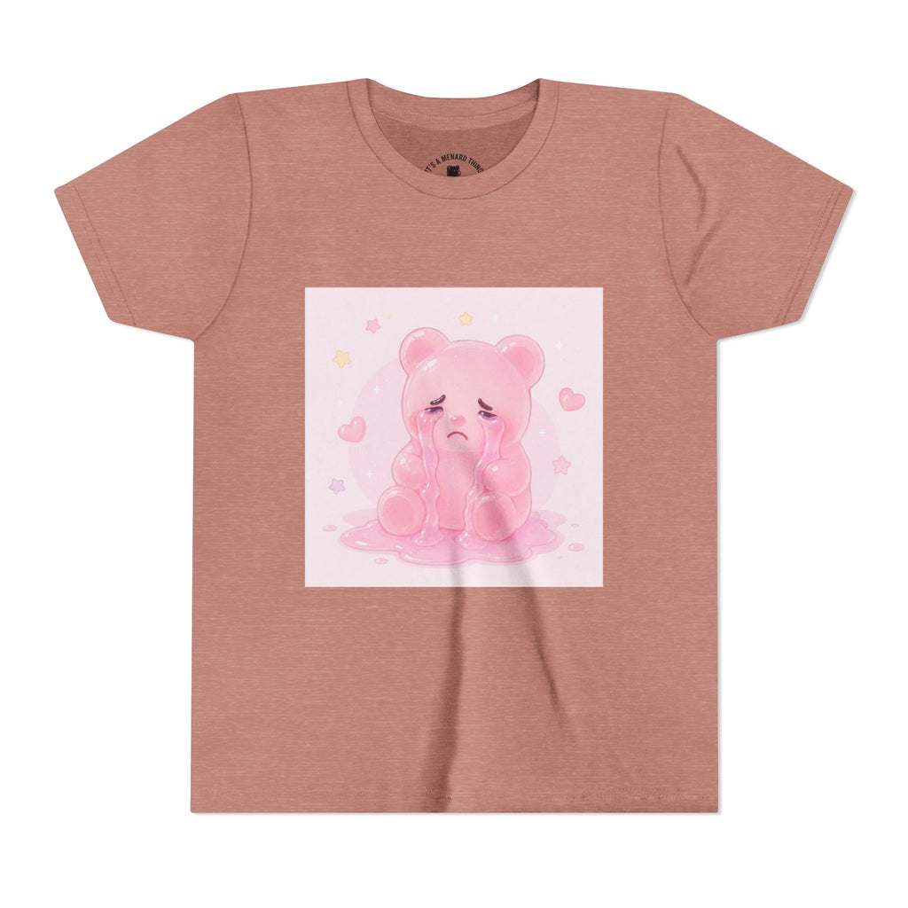 Pink Crying Gooey Gummy Bear Youth Tee – Cute Pastel Graphic Shirt