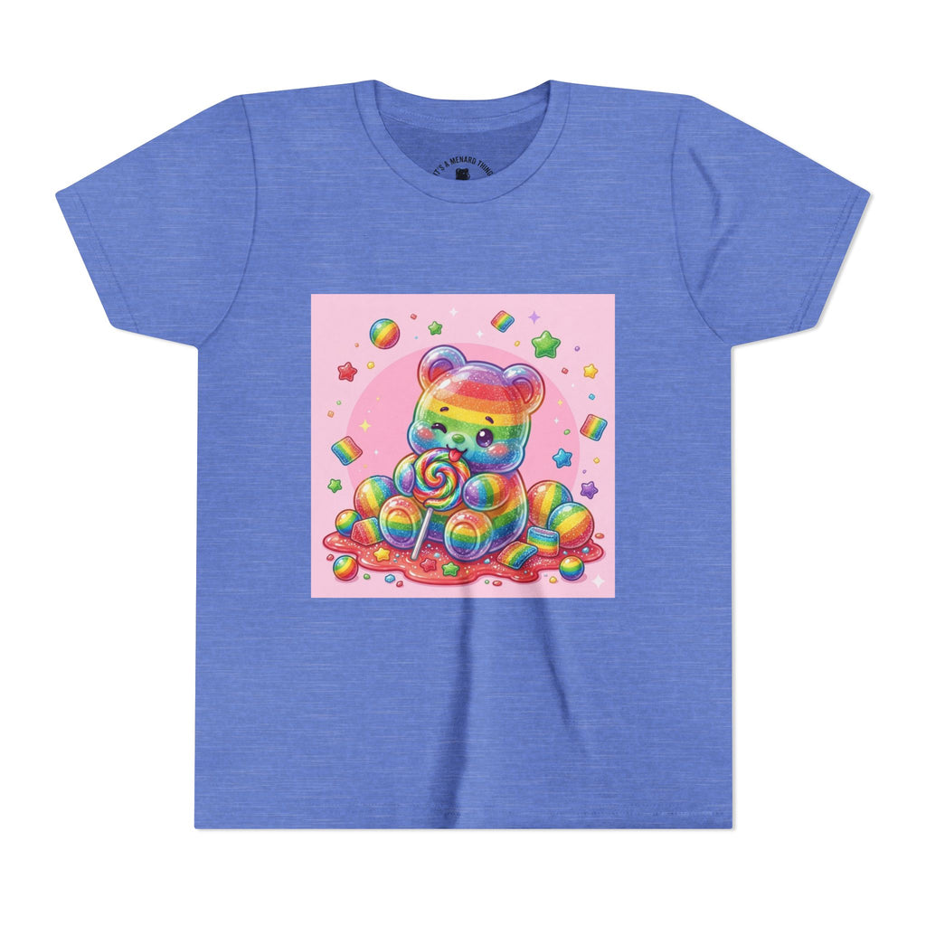 Rainbow Stripe Gooey Gummy Bear Youth T-Shirt