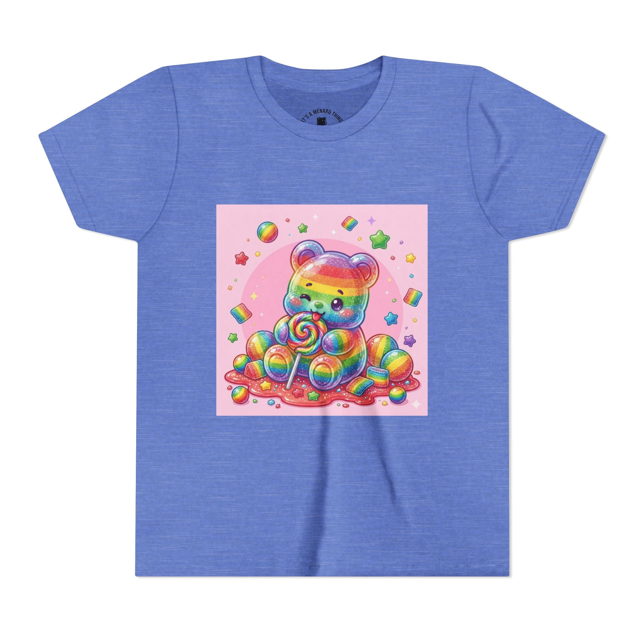 Rainbow Stripe Gooey Gummy Bear Youth T-Shirt