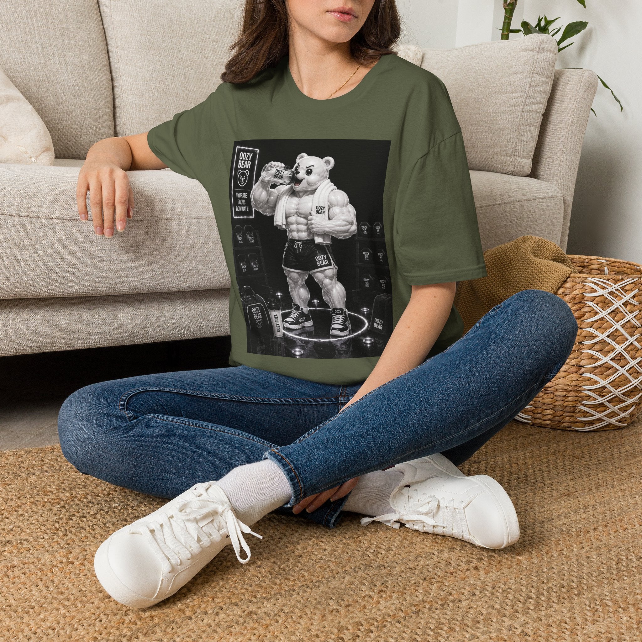 Rehydration Time, Oozy Buff Bodybuilder Gummy Gym Addition- Adult Graphic Shirt