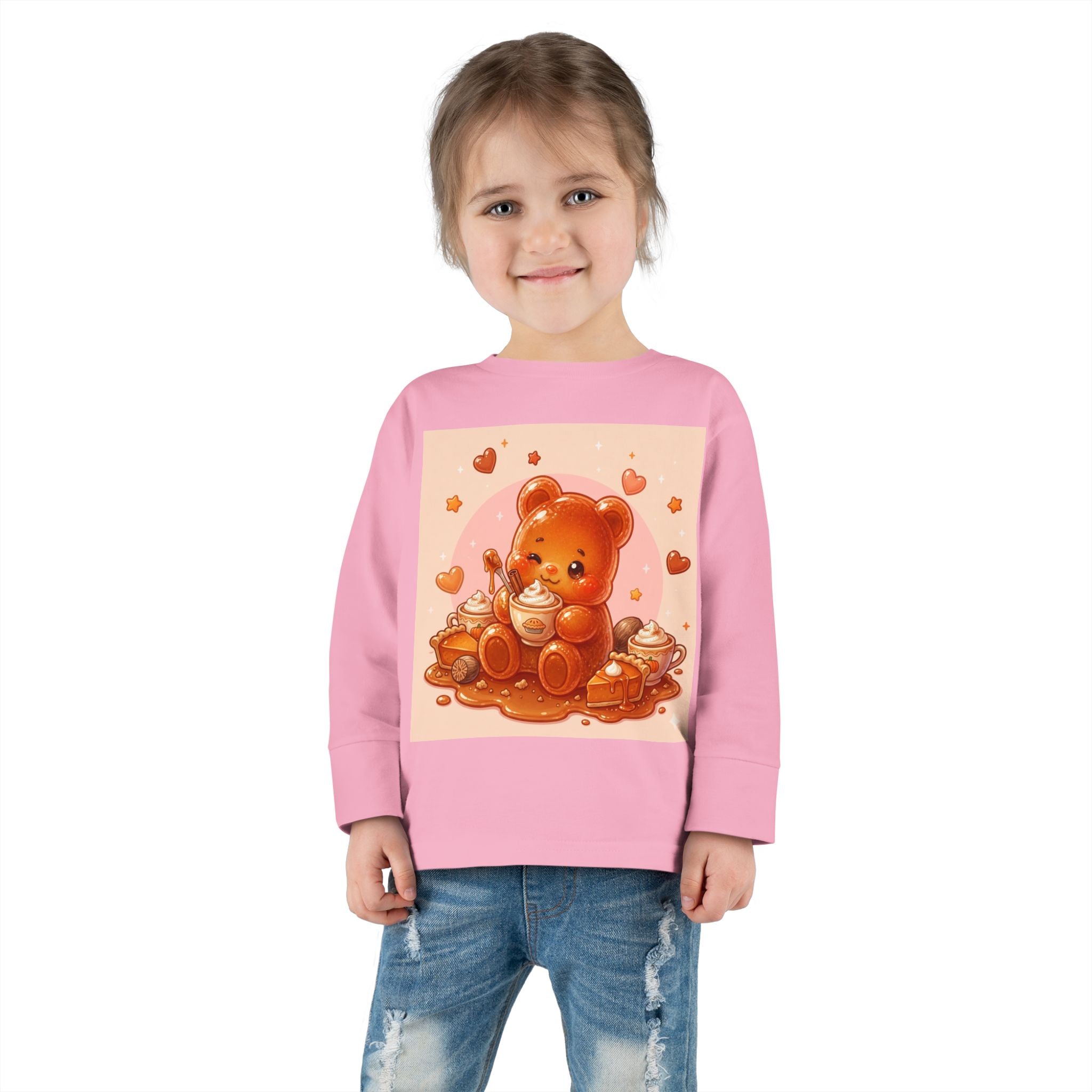 Sweet Pumpkin & Spiced Latte, Oozy Bear Gummy Friend- Kids Graphic Long Sleeve Shirt