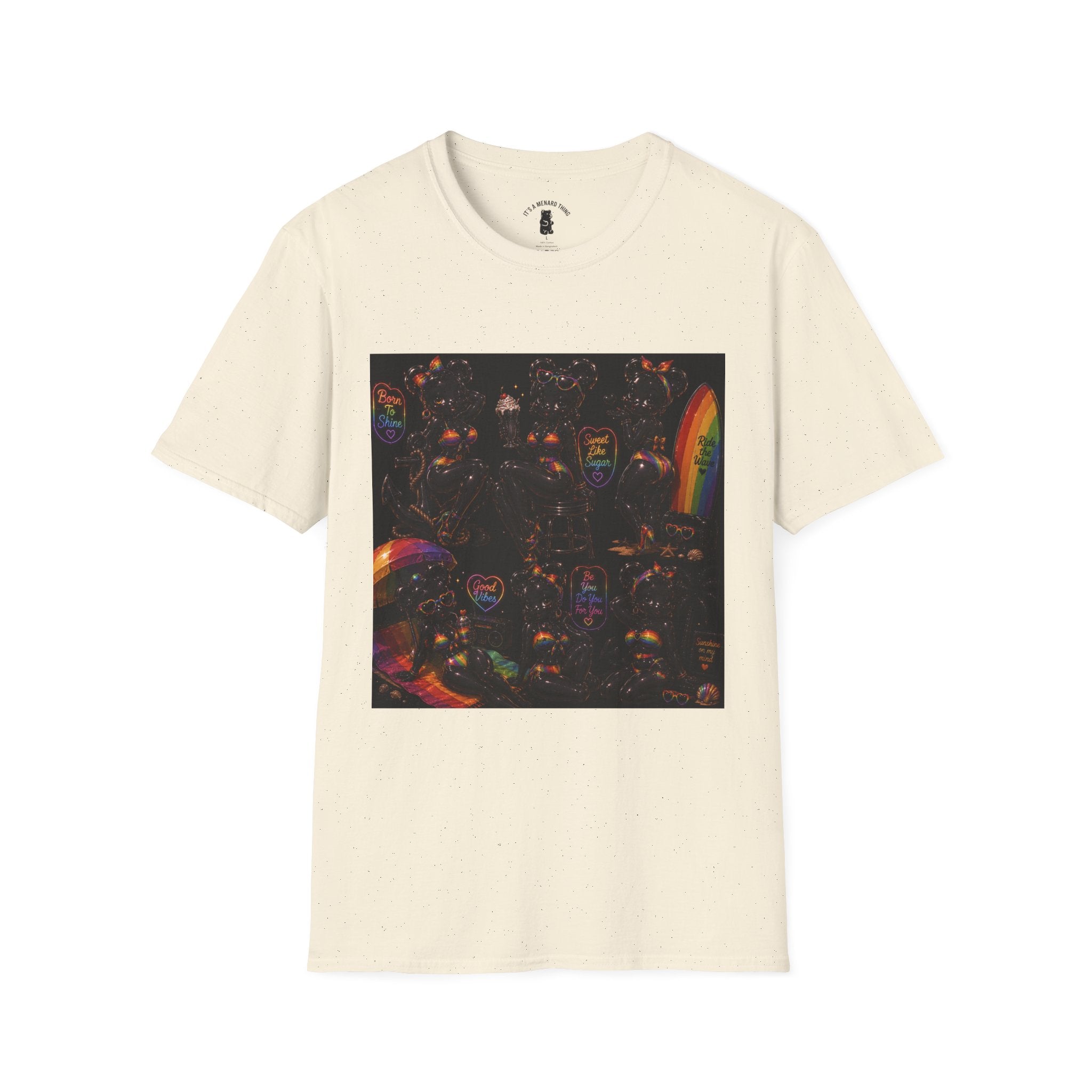 Black & Rainbow Special Addition Oozy Bear Beach Babe Pin Up- Adult Graphic Shirt (18+)