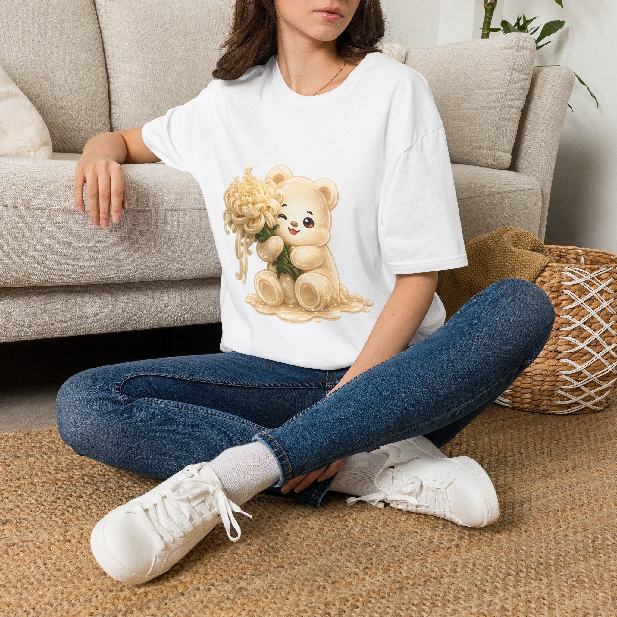 Chrysanthemum Special, Cream Oozy Bear Friend Special Flower Additon- Graphic Shirt