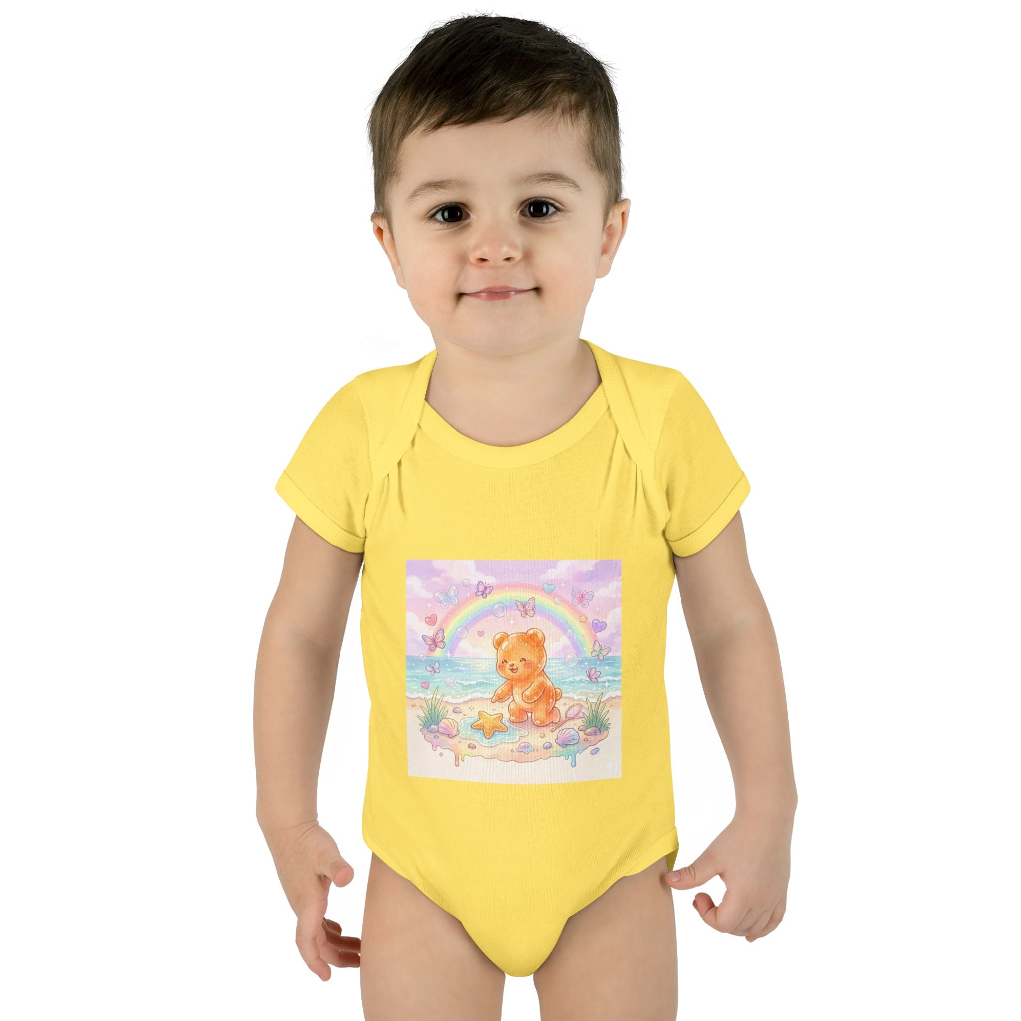 Gooey Gummy Beach Bear Rainbow & Starfish - Bodysuit