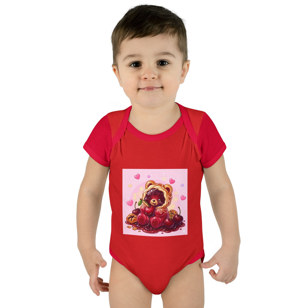 Cherry Danish Gooey Gummy Bear in Puff PJs (Infant Rib Onesie)