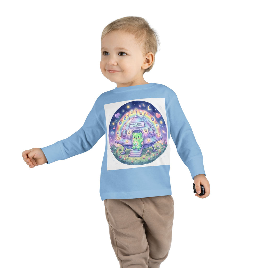 Cute Alien UFO Nightscape Oozy Bear Special- Graphic Long Sleeve Shirt