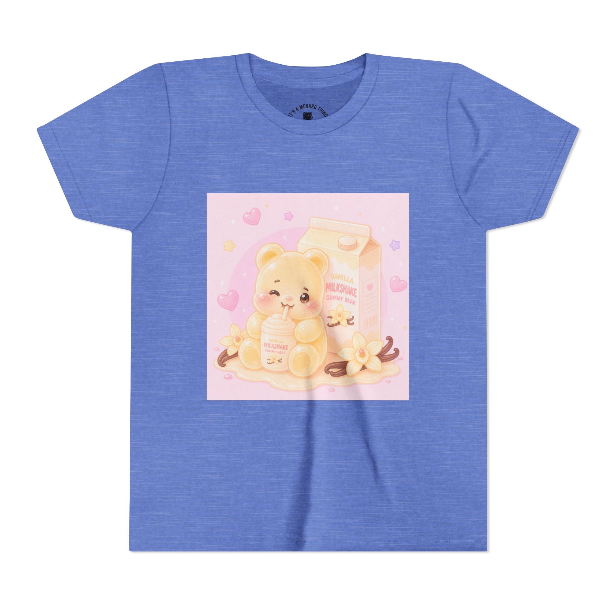 Vanilla Milk Shake Gooey Gummy Youth Tee — Kawaii Pastel Kids T‑Shirt