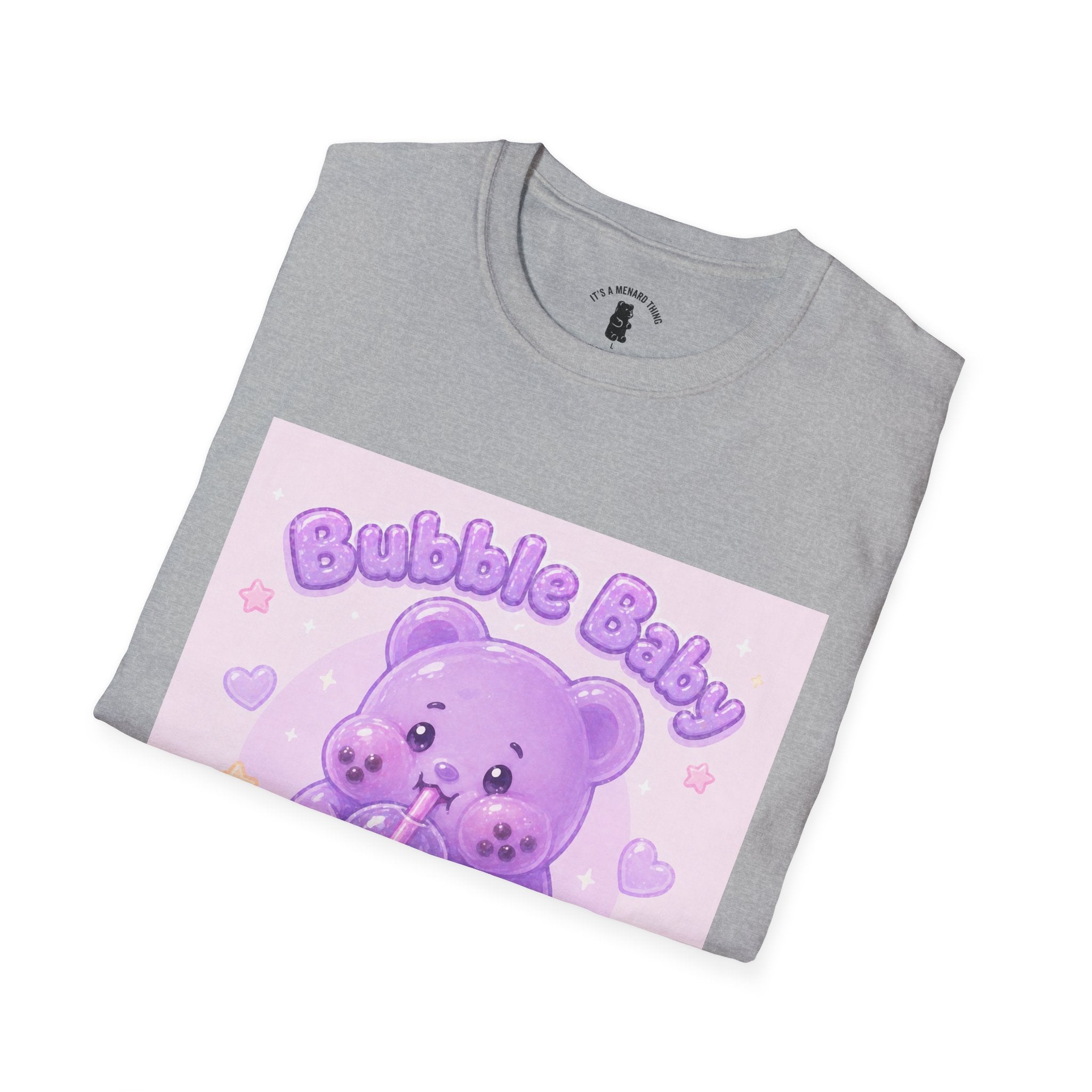 "Bubble Baby" Purple Gooey Gummy Bear — Cute Purple Boba Tea Graphic Tee