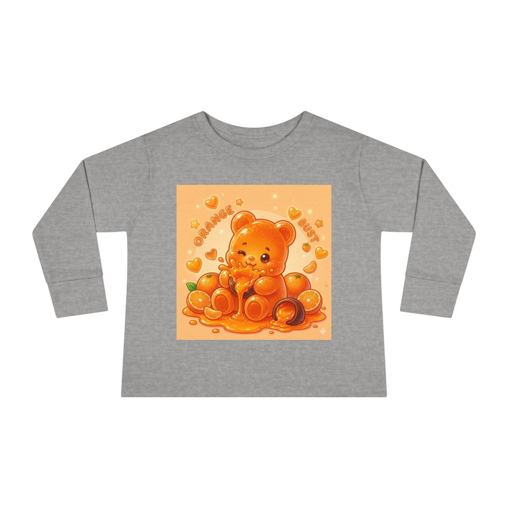 Sweet Ripe Orange, Oozy Fruit Gummy Bear Friend- Kids Long Sleeve Graphic Shirt