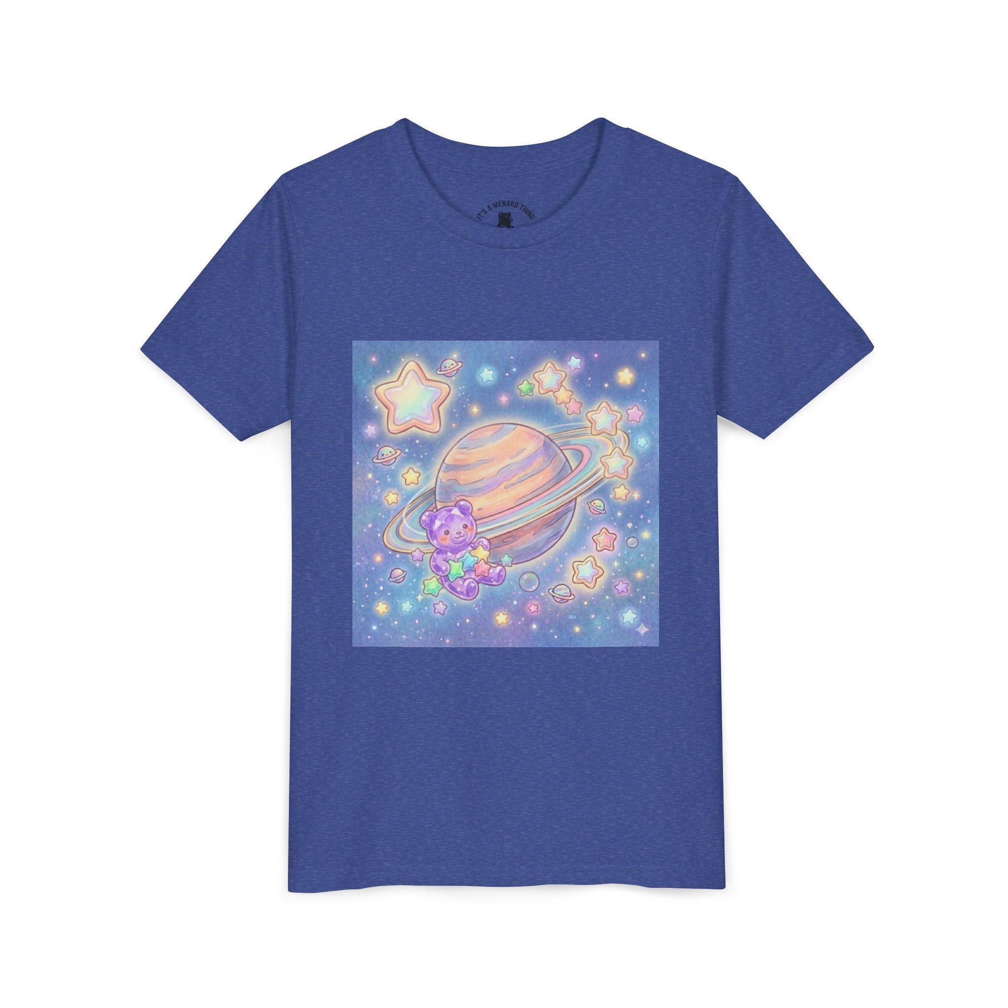Merry-go-Saturn Cosmic Gooey Crystal Gummy Bear- Stars & Sparkles Graphic T-Shirt