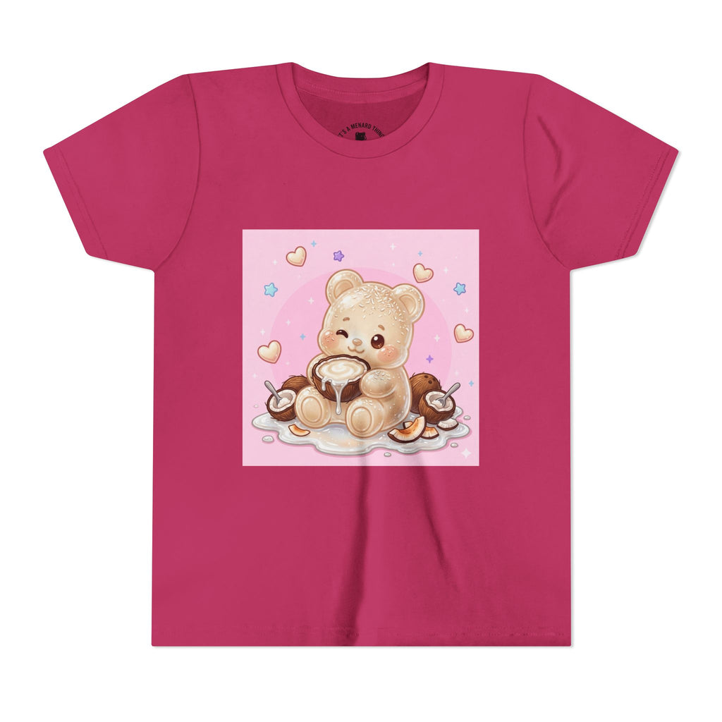 Gooey Gummy Coconut Milk Bear Kids T-Shirt (Pink Hearts)