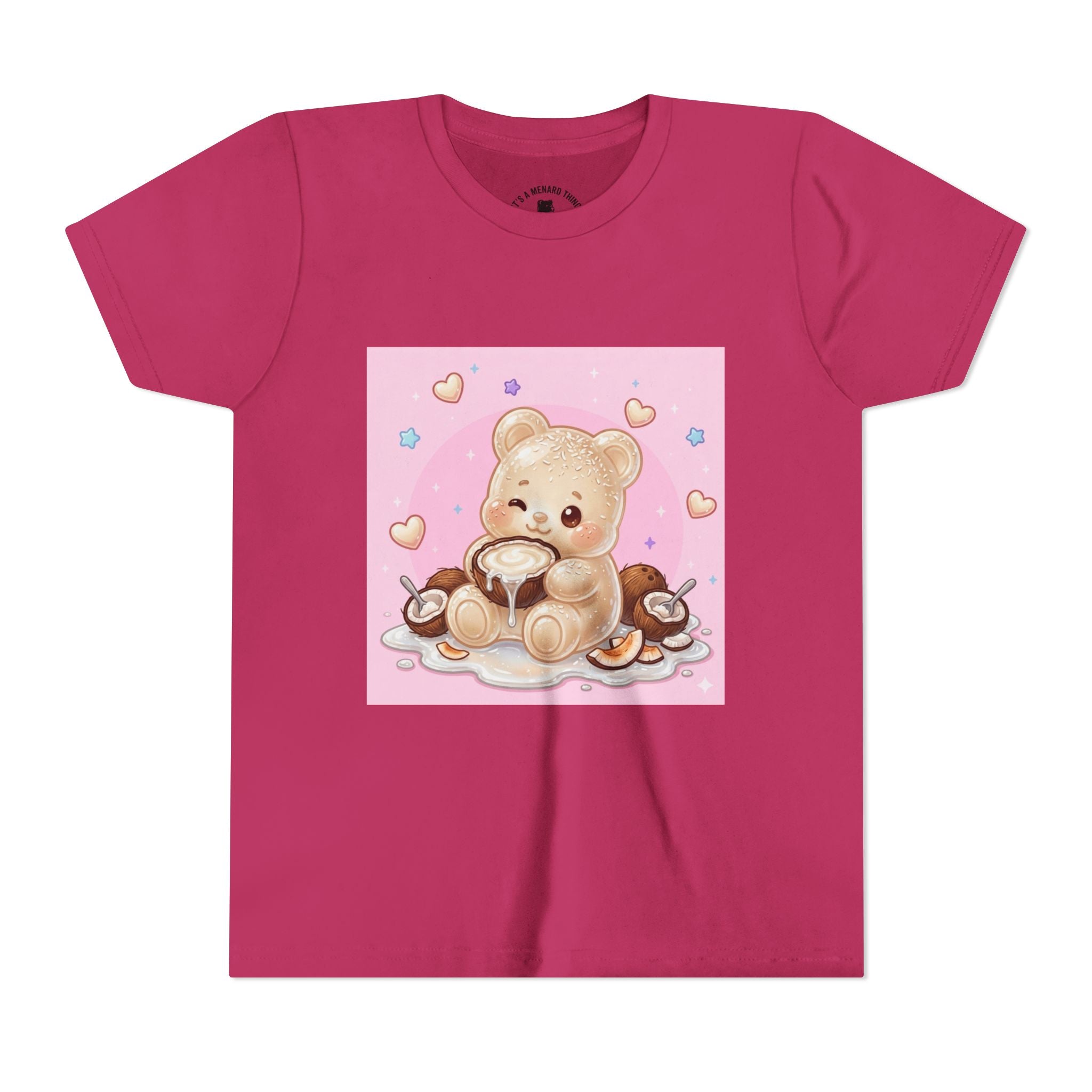 Gooey Gummy Coconut Milk Bear Kids T-Shirt (Pink Hearts)