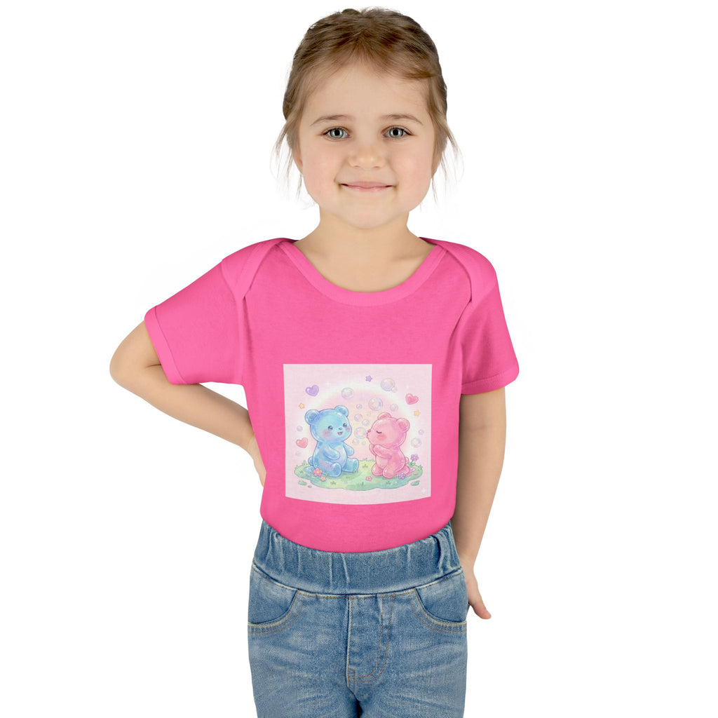 Baby Bodysuit — Pastel Blue & Pink Gooey Gummy Bears Cute Newborn Onesie