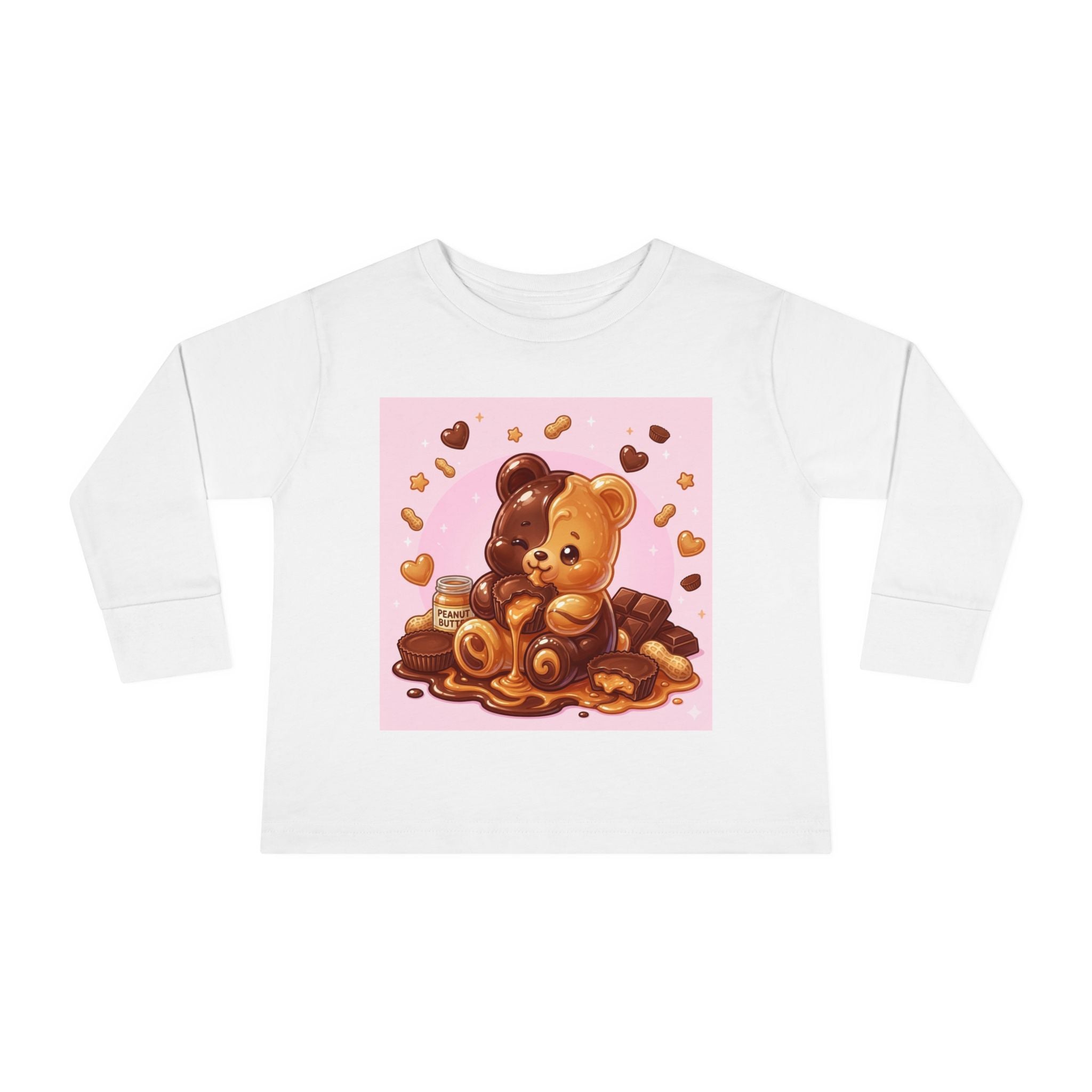 Chocolate and Peanut Butter swirl Delight, Oozy Bear Friend- Kids Graphic Long Sleeve Shirt