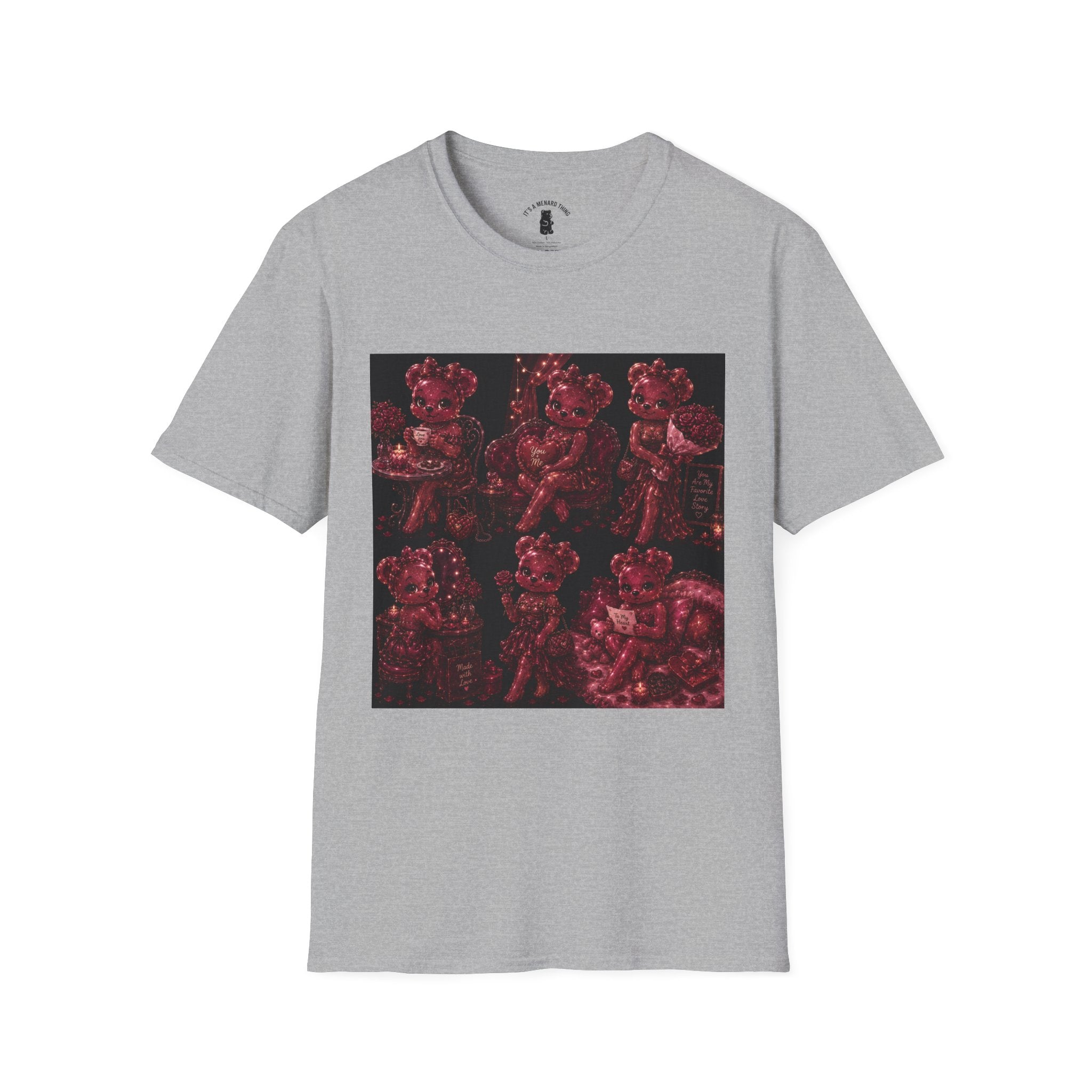 Glitter Wine Red Oozy Gala Bear Pin Up- Adult Graphic Shirt (18+)