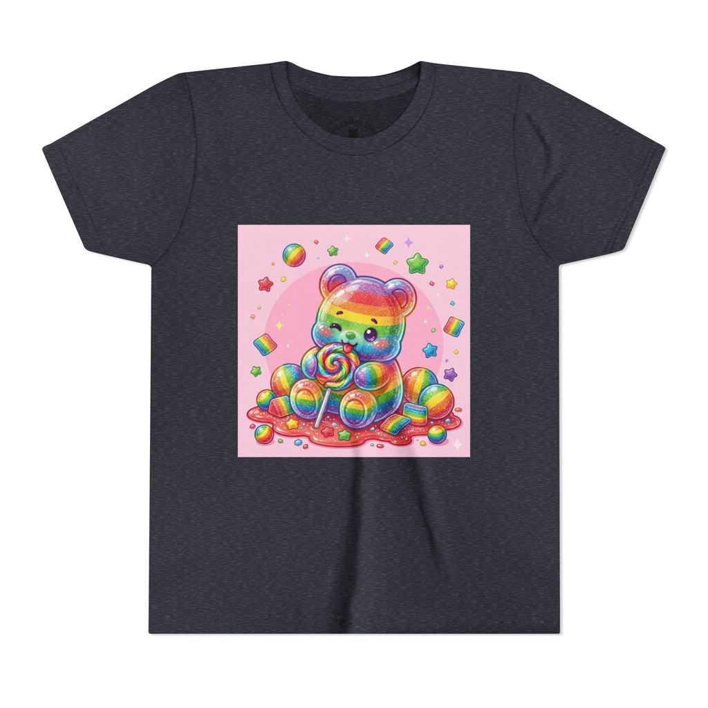 Rainbow Stripe Gooey Gummy Bear Youth T-Shirt
