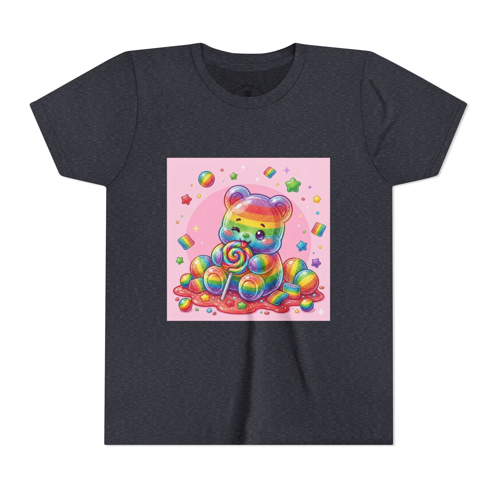 Rainbow Stripe Gooey Gummy Bear Youth T-Shirt