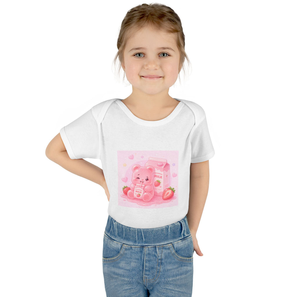 Pink Strawberry Milk Gooey Gummy Bear Infant Bodysuit