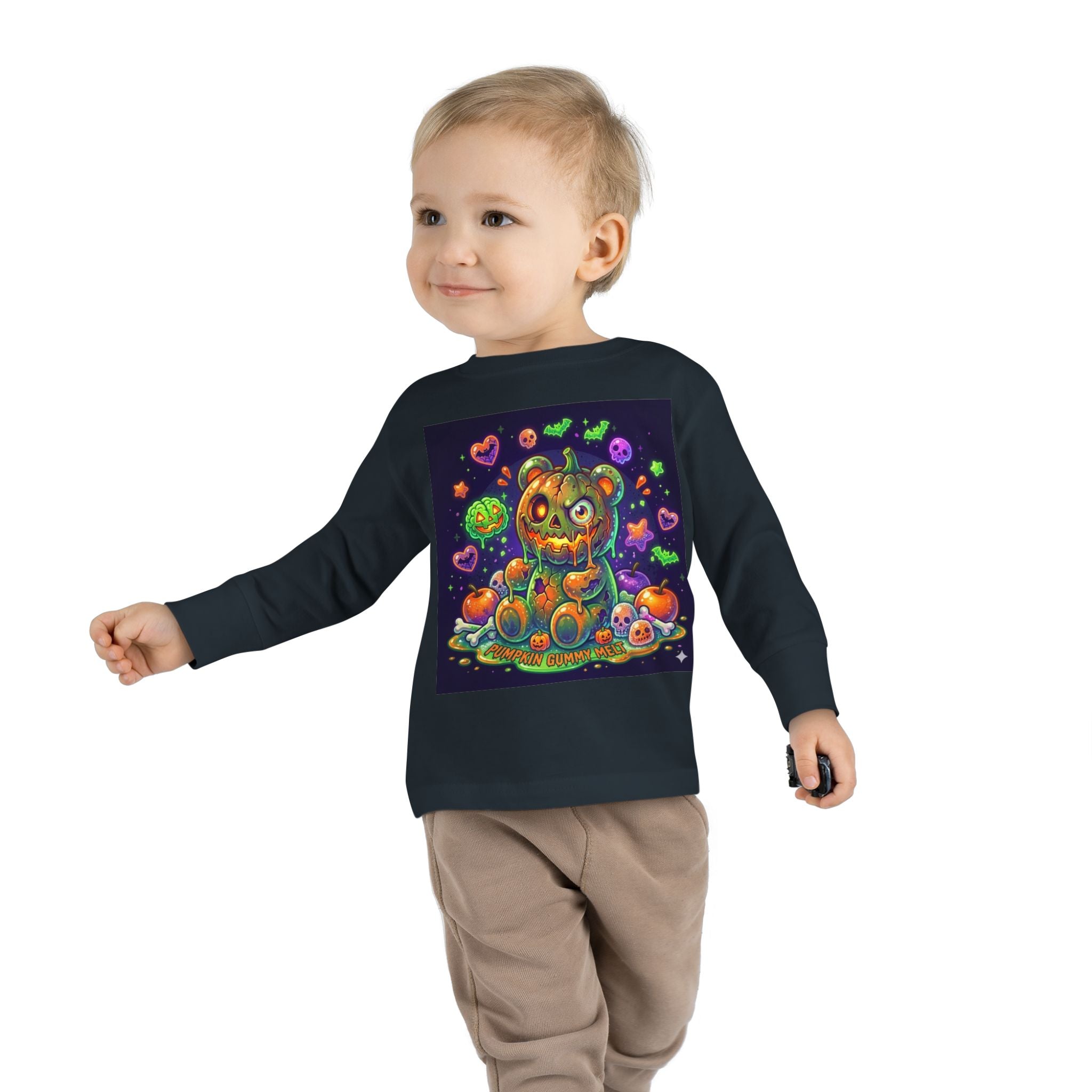 Pumpkin Oozy Bear, Halloween Special- Kids Graphic Long Sleeve Shirt