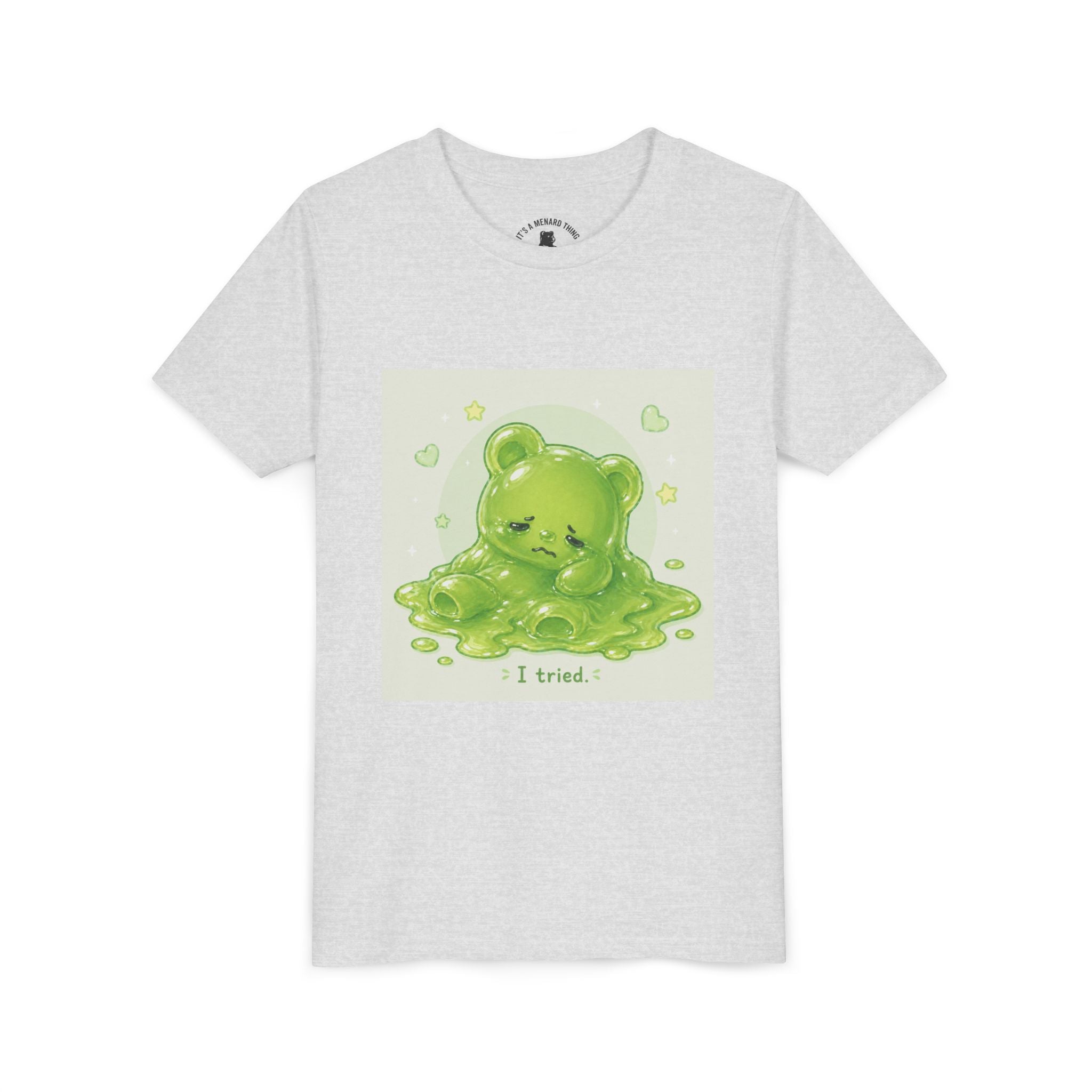 Melting Green Gooey Gummy Bear "I tried." Graphic T-Shirt