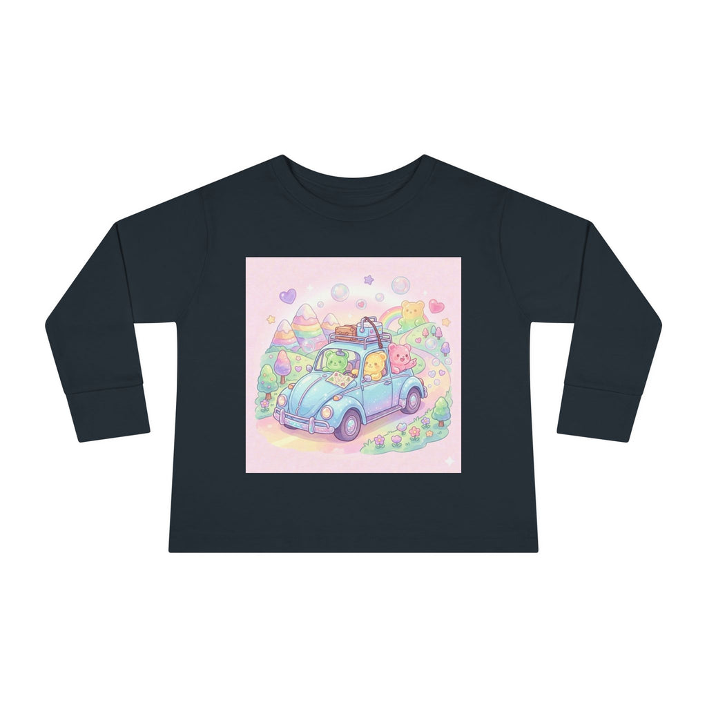 Pastel Car Ride Trip, Oozy Bear Group Friends- Graphic Long Sleeve Shirt