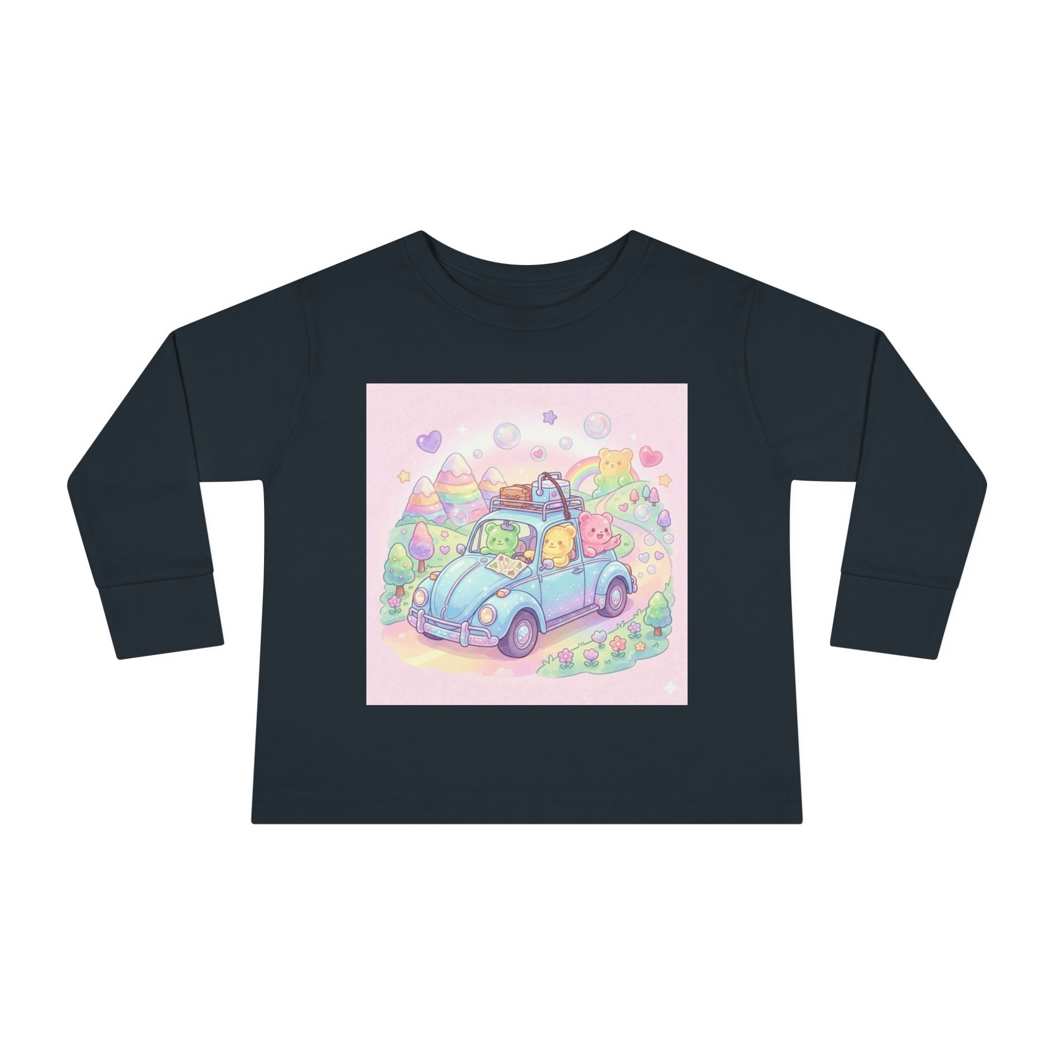 Pastel Car Ride Trip, Oozy Bear Group Friends- Graphic Long Sleeve Shirt