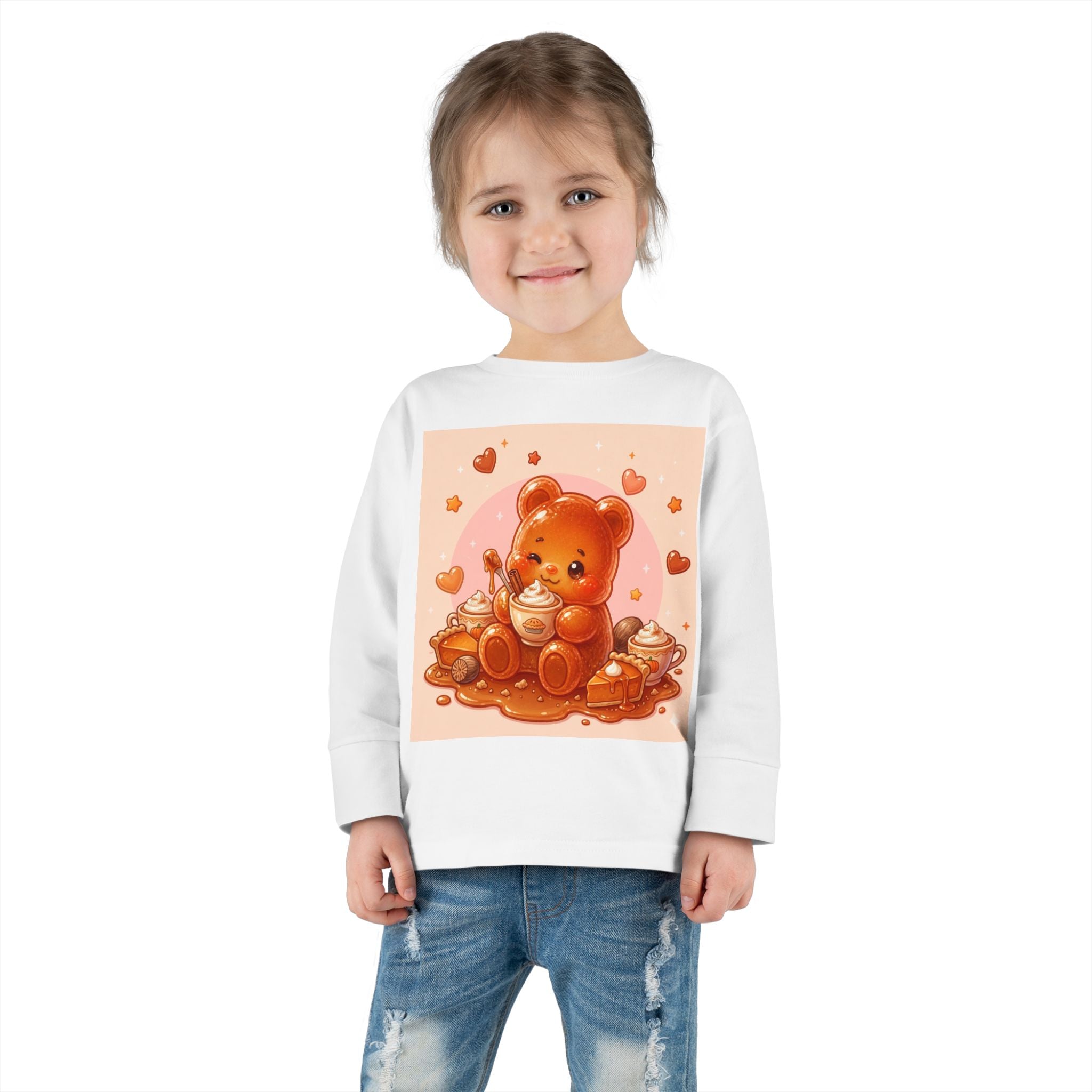Sweet Pumpkin & Spiced Latte, Oozy Bear Gummy Friend- Kids Graphic Long Sleeve Shirt