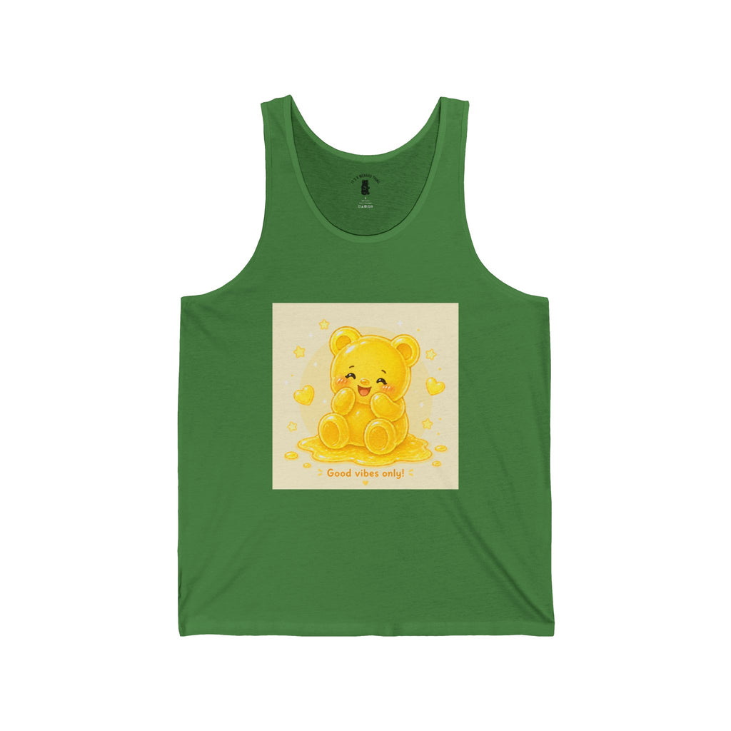Happy Golden Yellow Good Vibes, Gooey Gummy Bear — Kawaii Graphic Tank top