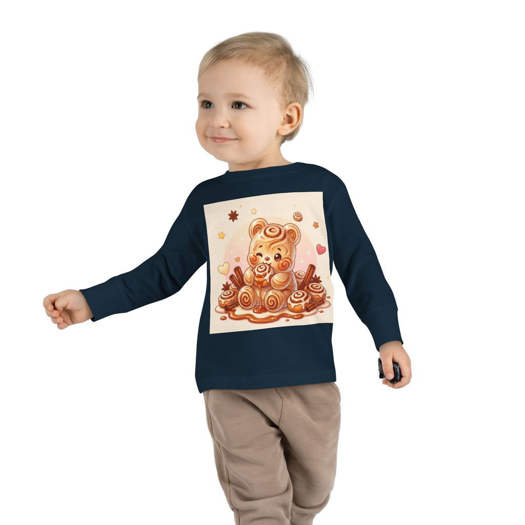 Cinnamon Roll Baked Goods, Sweet Oozy Bear Gummy Friend- Kids Graphic Long Sleeve Shirt