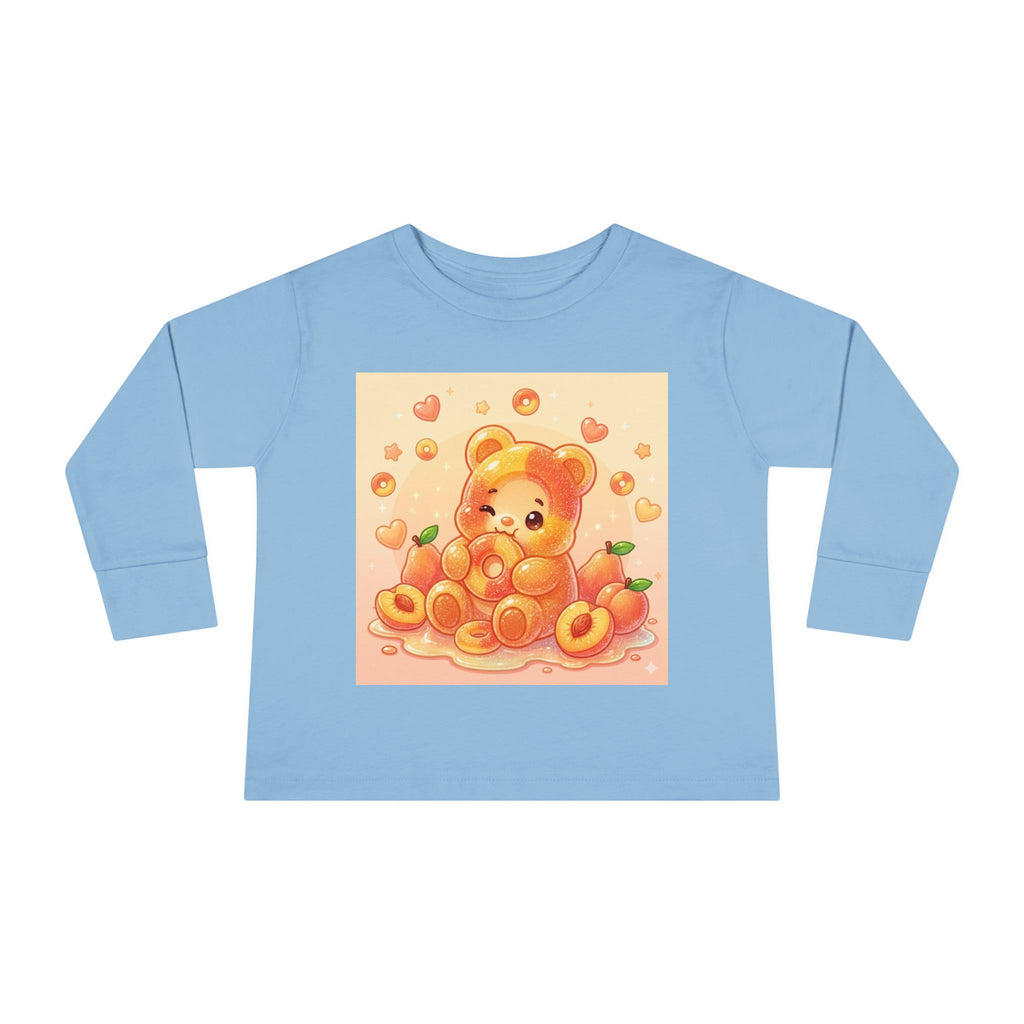 Sweet Peach Ring Candy, Oozy Bear Gummy Friend- Kids Long Sleeve Shirt