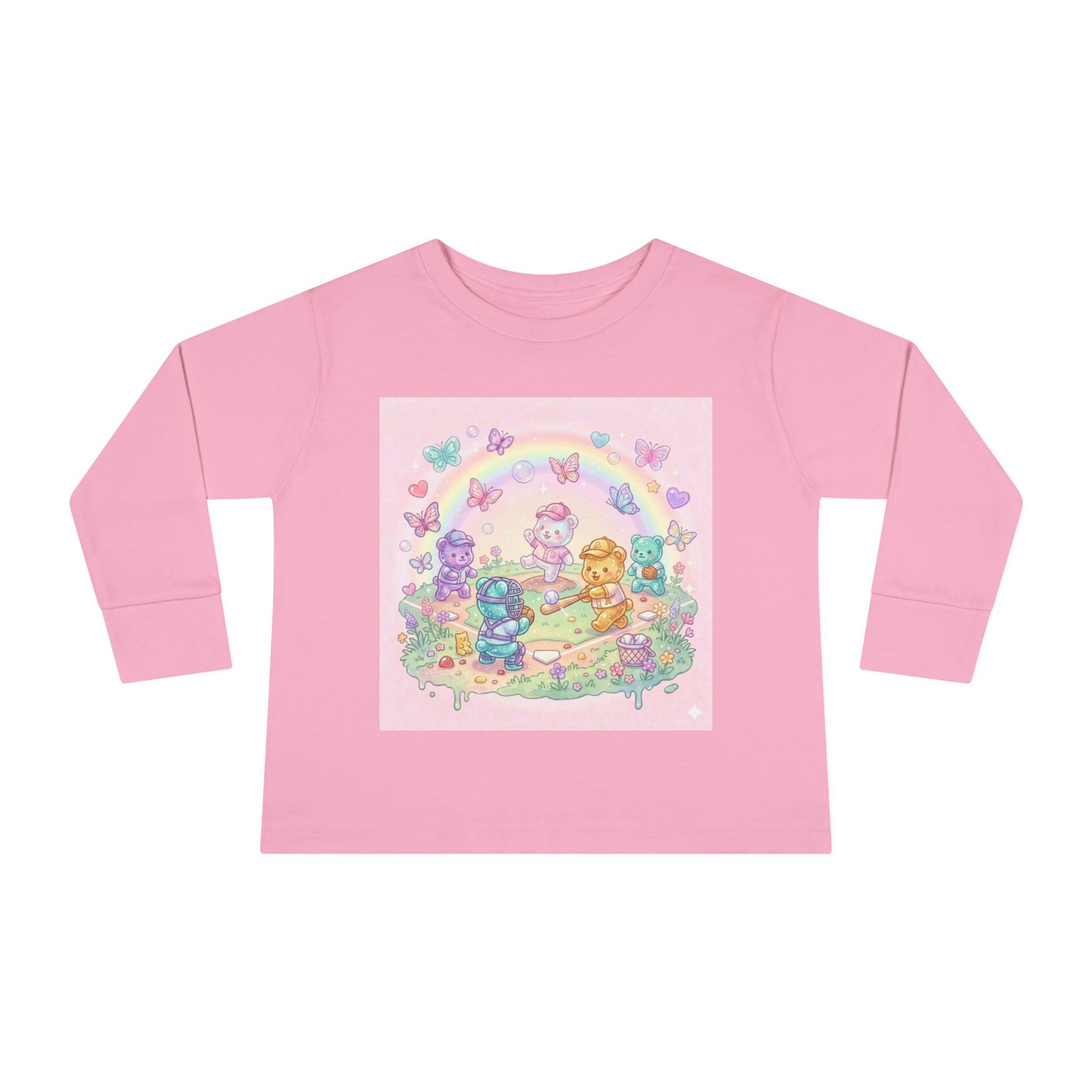 Playing Baseball With friends, Oozy Bear Outdoor Playtime- Graphic Long Sleeve Shirt