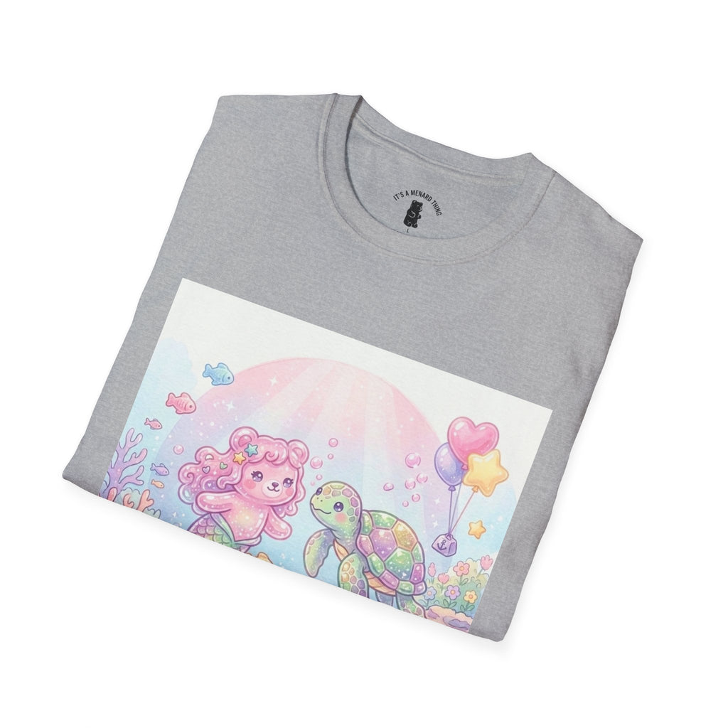 Pink Gummy Mermaid & Turtle friend, Gooey Gummy Freinds- Kawaii Graphic T-Shirt