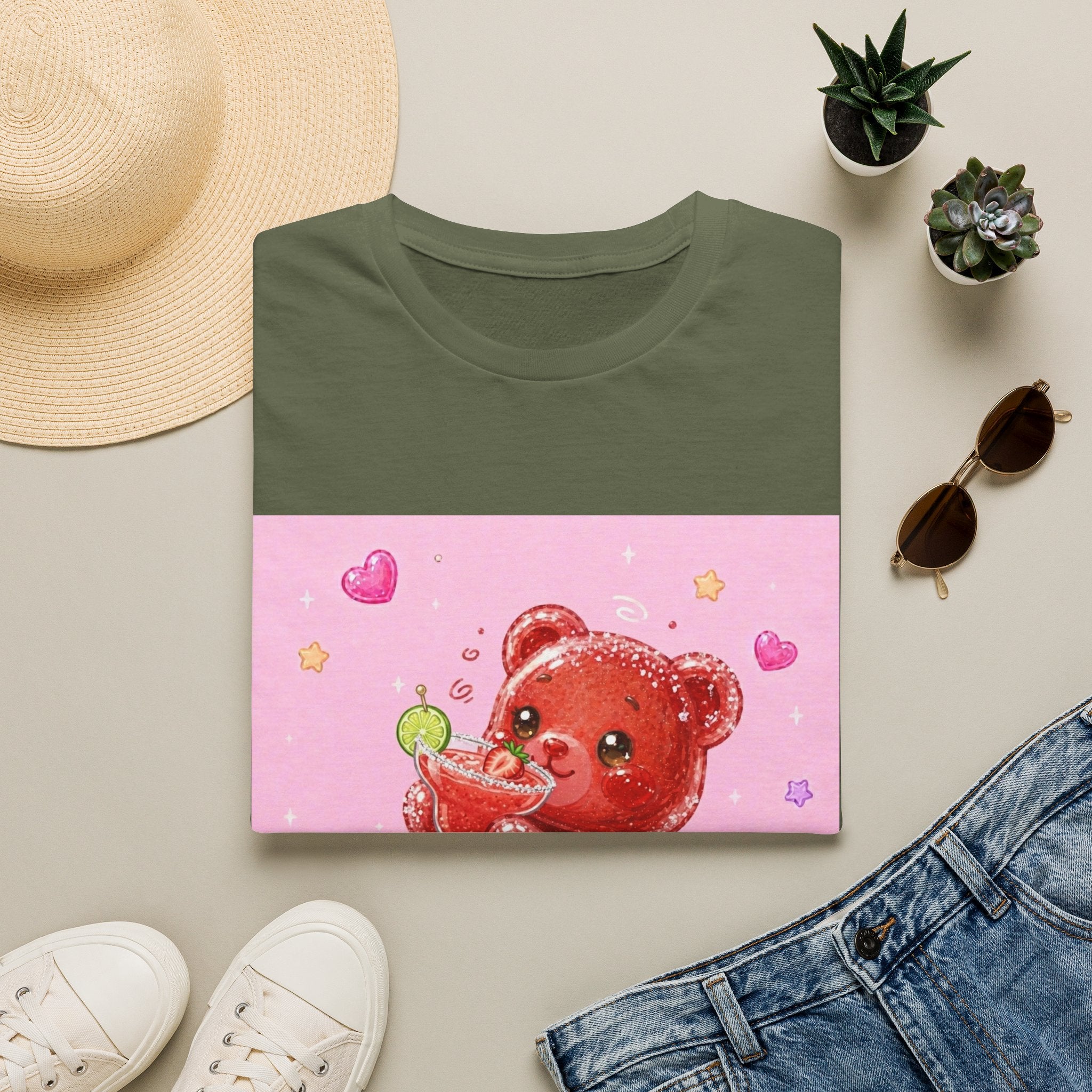 Yummy Strawberry Daiquiri, Red Oozy Boozy Gummy Drinking Pal- Graphic Shirt