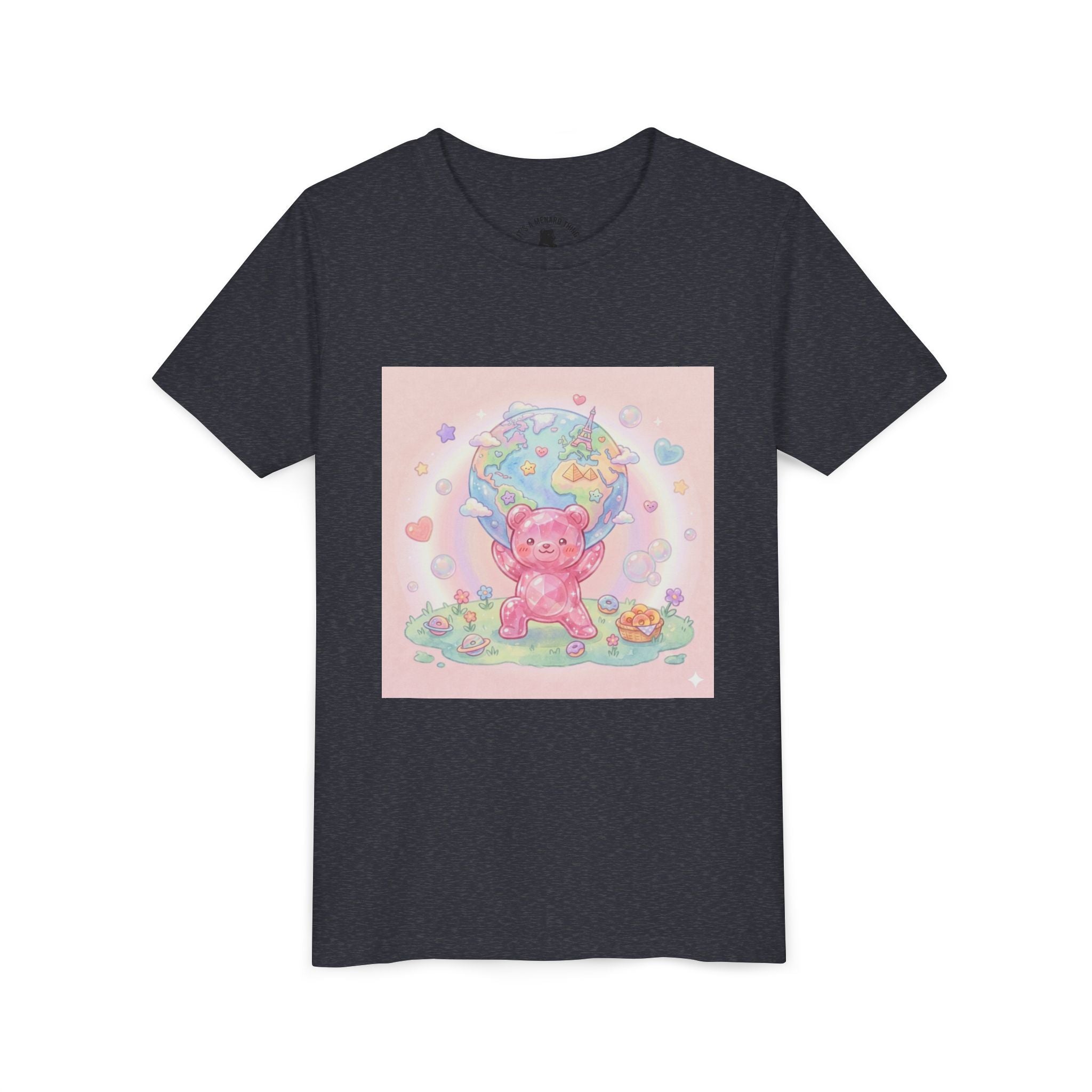 World Atlas, Weight of the Gummy World Pink Gooey Bear- Pastel Graphic Youth T-Shirt