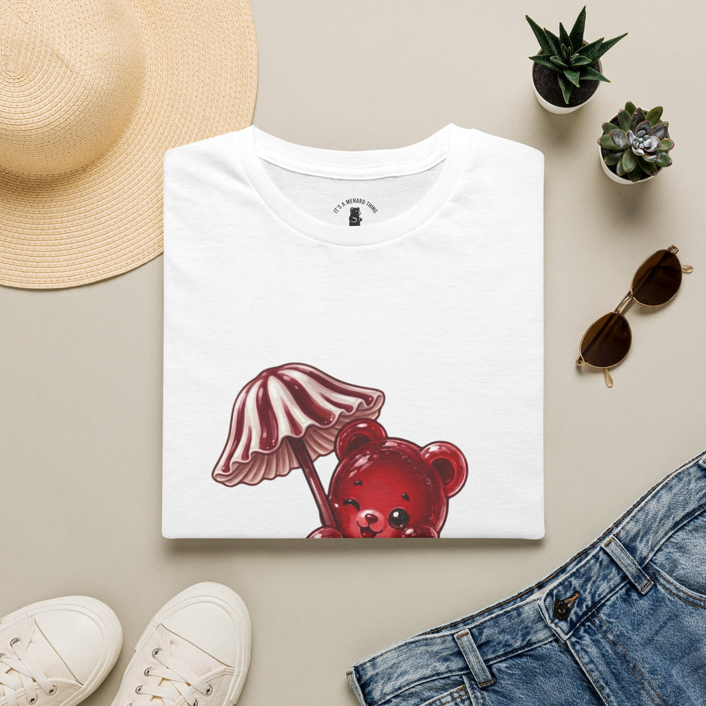 Special Red Stripped Mushroom Umbrella, Oozy Bear Gummy Friend- Graphic Shirt