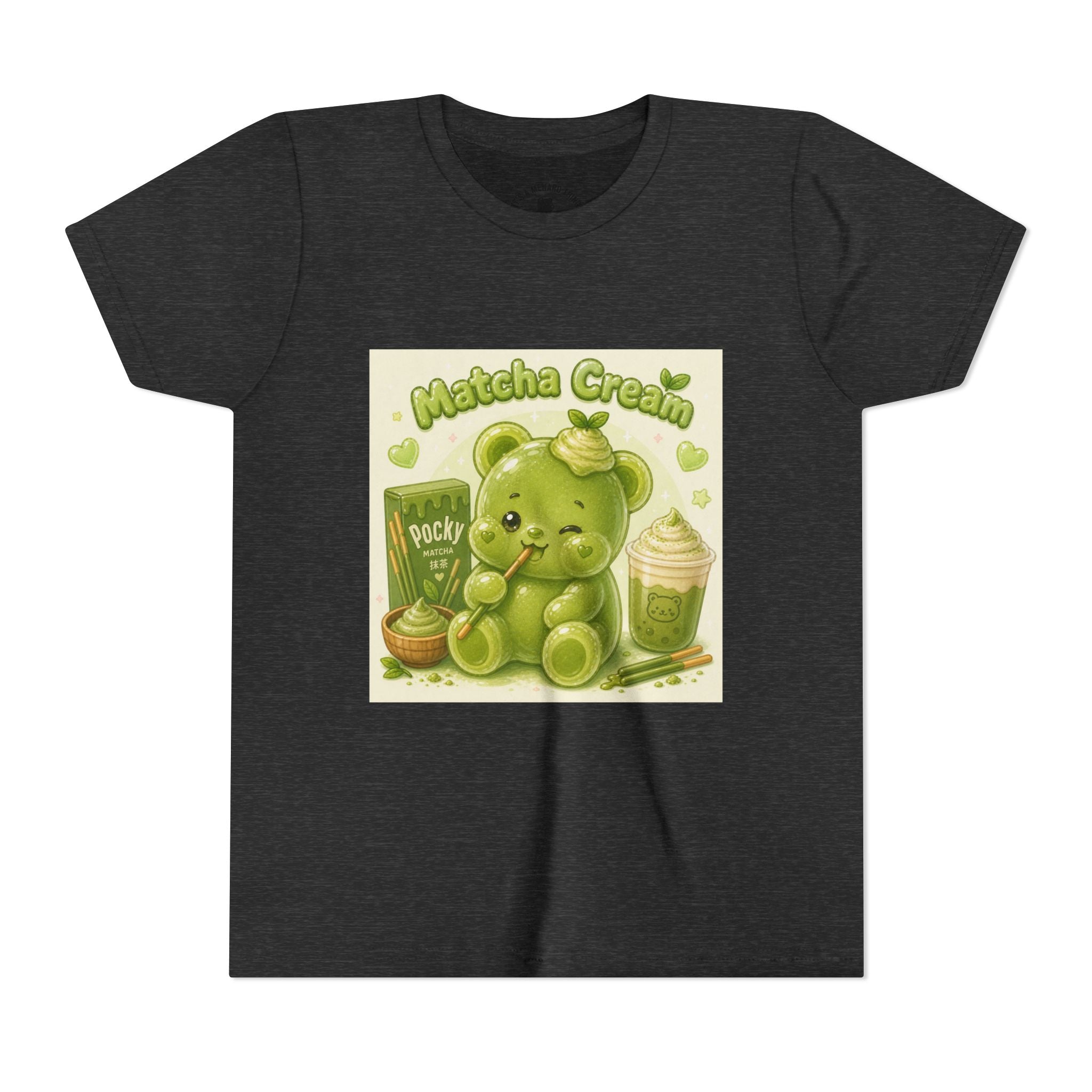 Matcha Cream Gooey Gummy Bear Youth Tee —Pocky & Dessert Graphic