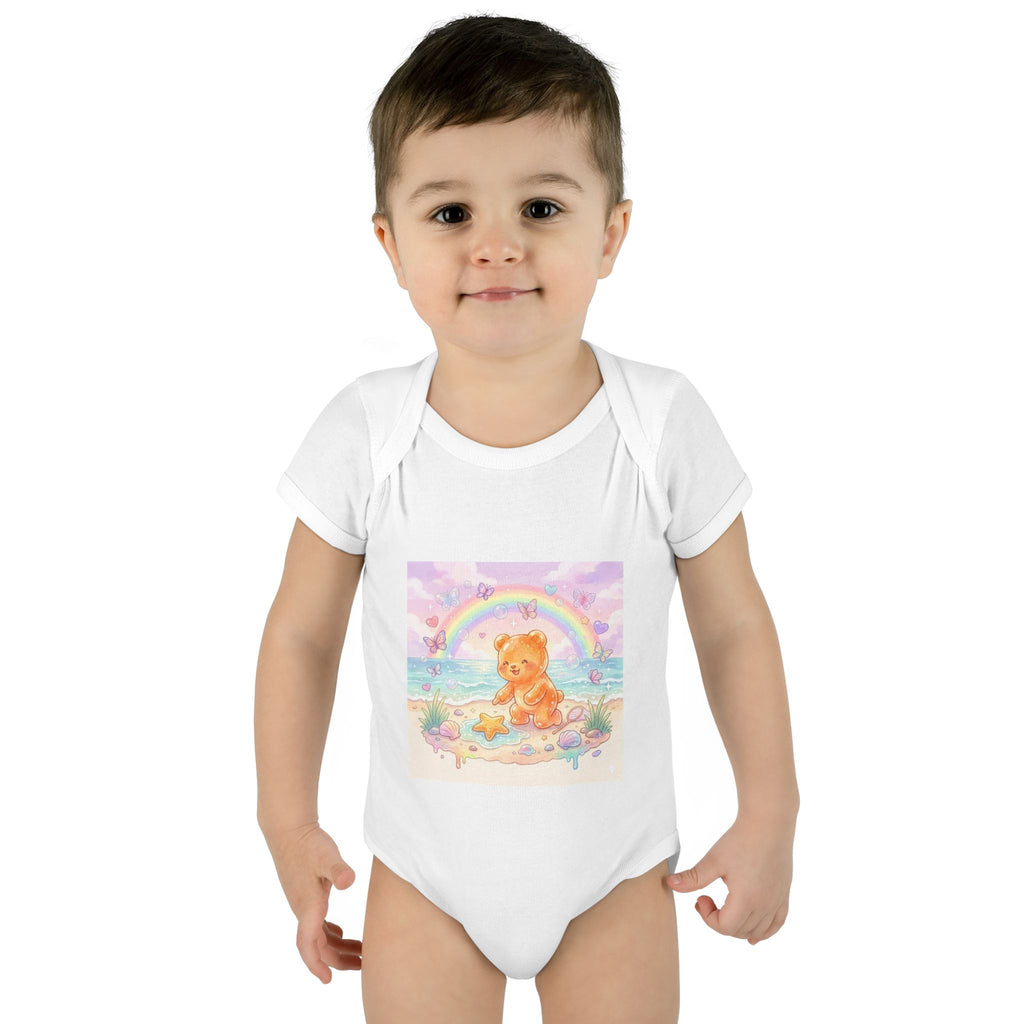 Gooey Gummy Beach Bear Rainbow & Starfish - Bodysuit