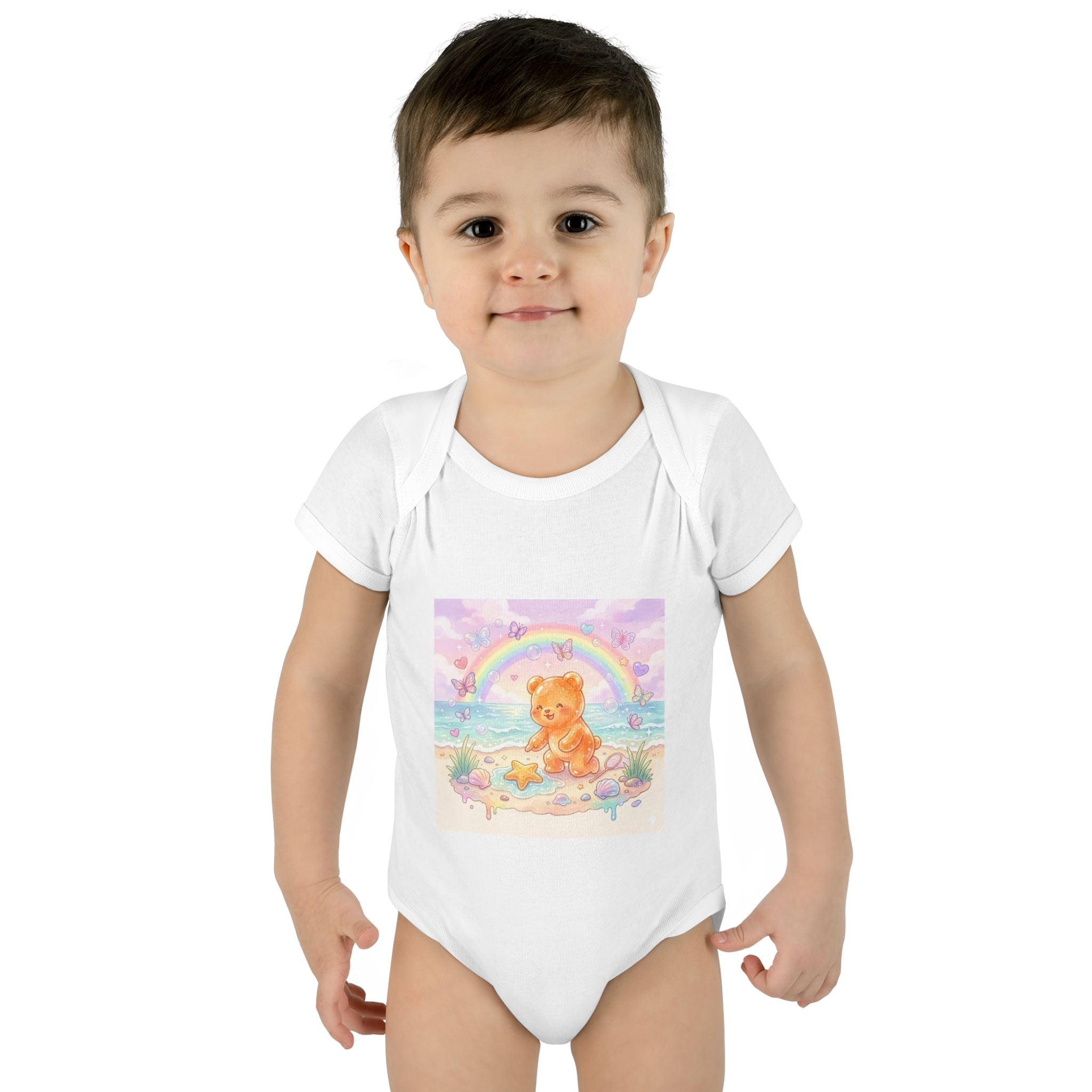 Gooey Gummy Beach Bear Rainbow & Starfish - Bodysuit