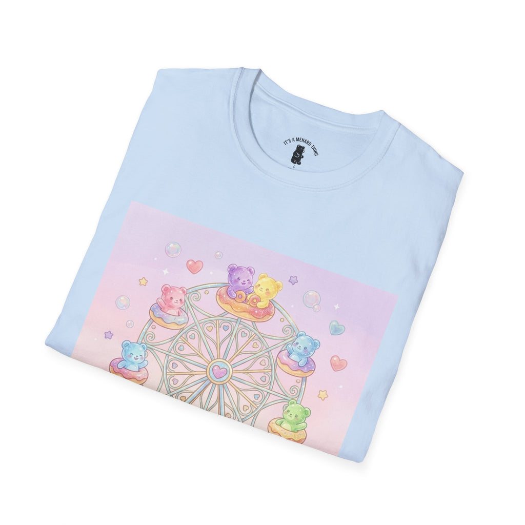 Carnival, Riding the Ferris Wheel with Gooey Gummy Friends T-Shirt — Cute Graphic Tee