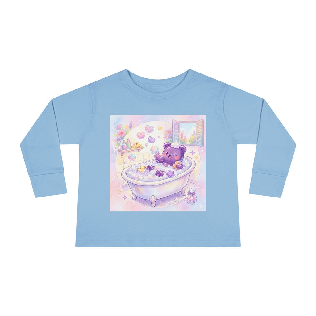 Bath Time, Nighttime Oozy Bear Friend- Graphic Long Sleeve Shirt