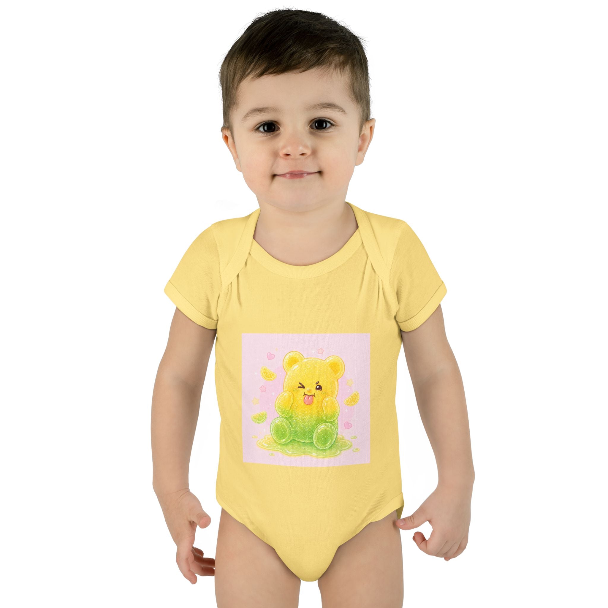 Sour Silly Gummy Gooey Lemon-Lime Bear Illustration Infant Onesie