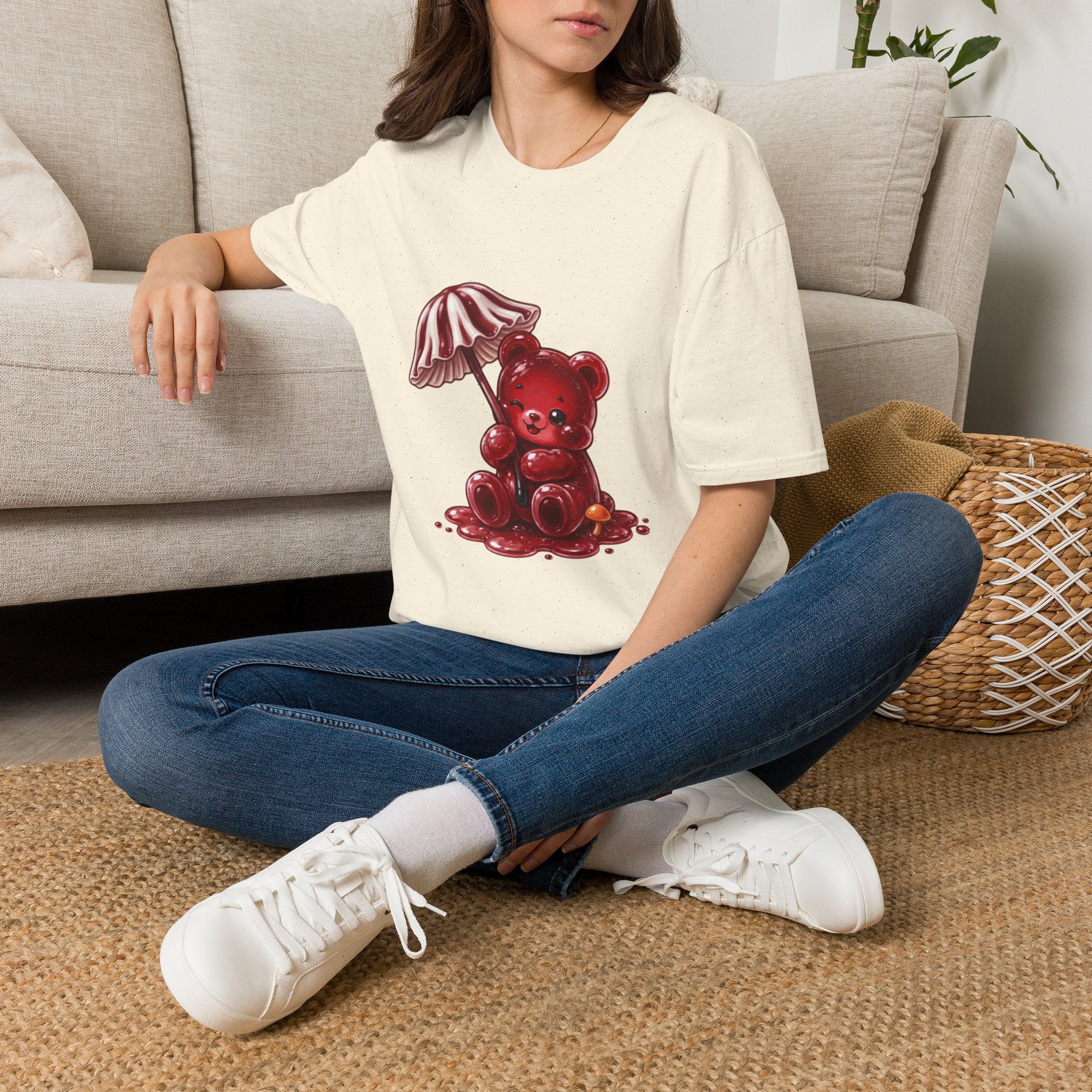 Special Red Stripped Mushroom Umbrella, Oozy Bear Gummy Friend- Graphic Shirt