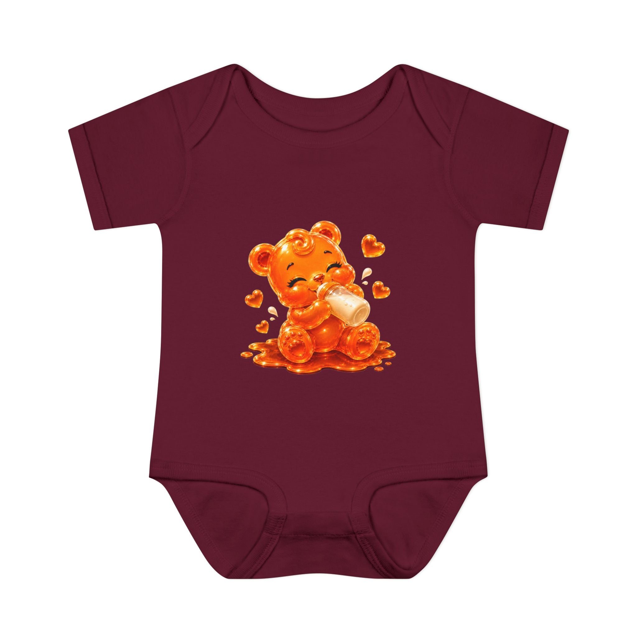 Yummy, Yummy Milk Time Orange Oozy Baby Gummy Bear Cutie Addition- Graphic Onesie